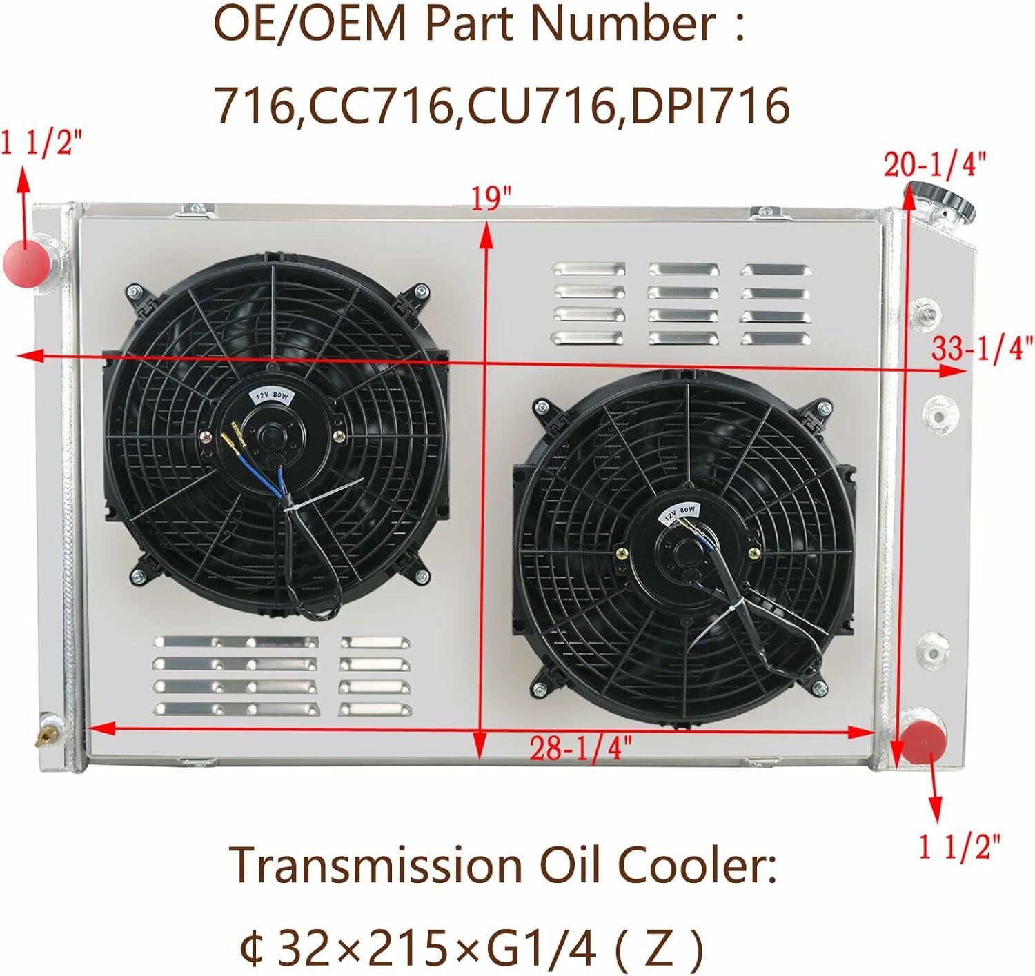 4 Row Aluminum Radiator Shroud with Fan Relay for 1973-1991 Chevy GMC C/K C10 C20 C30 C1500 C2500 C3500 Jimmy Blazer Truck Pickup Suburban - Heavy Duty Cooling for Off-Road & Towing