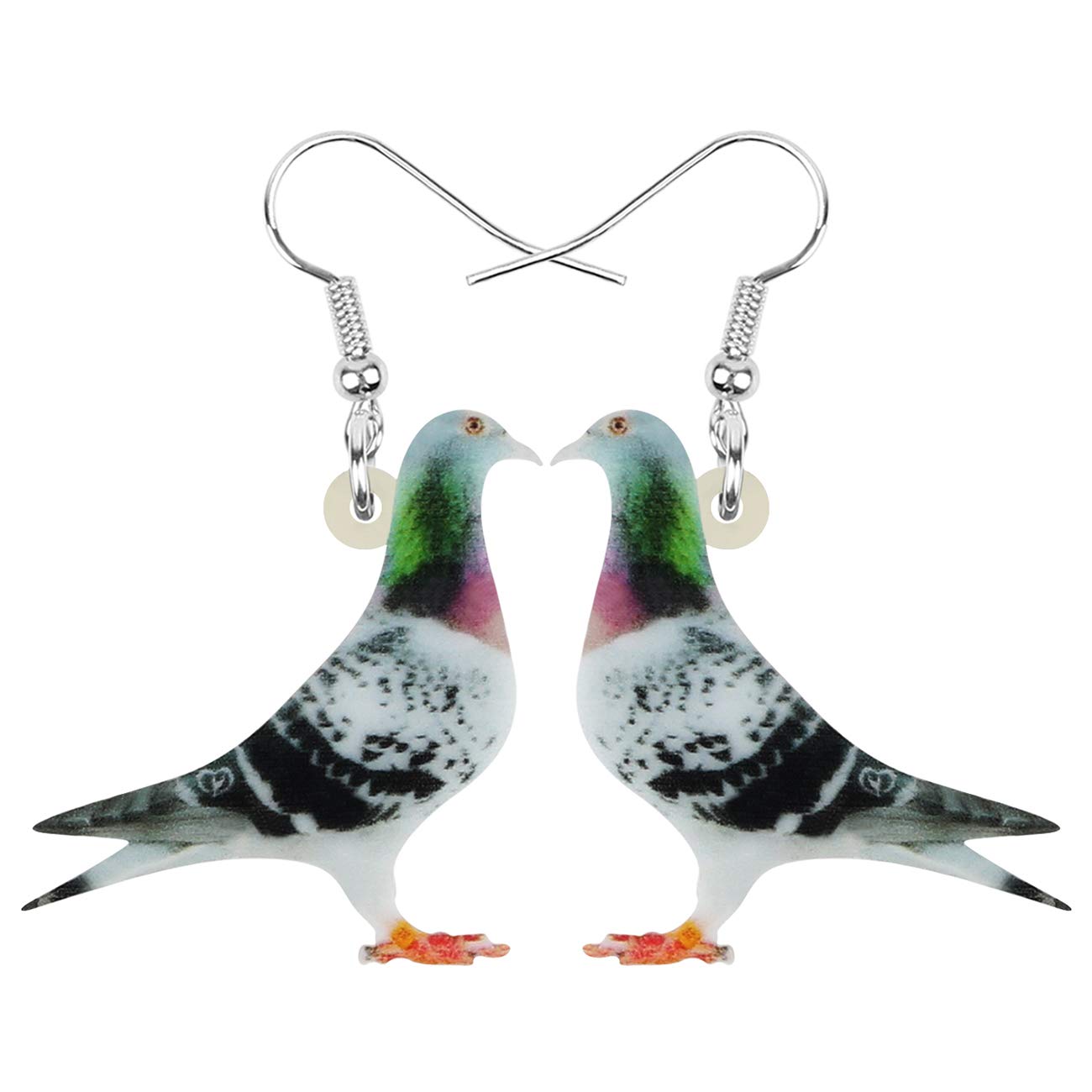 WEVENI Green Pigeon Bird Earrings for Women - Acrylic Dangle Drop Earrings - Unique Charm Jewelry Gift for Her - Perfect for Parties, Weddings & Everyday Wear