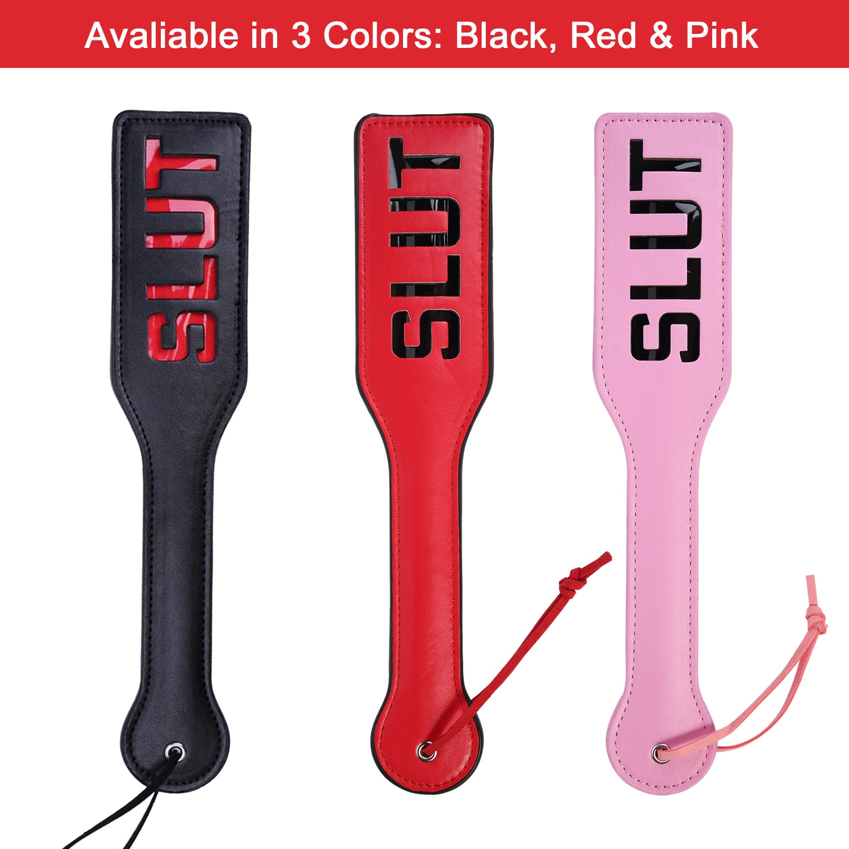 Premium Faux Leather Spanking Paddle for Adults - 12.8 Inch BDSM Toy for Sensual Play & Roleplay - Perfect for Couples, Spanking Games & Sensual Exploration (Black)