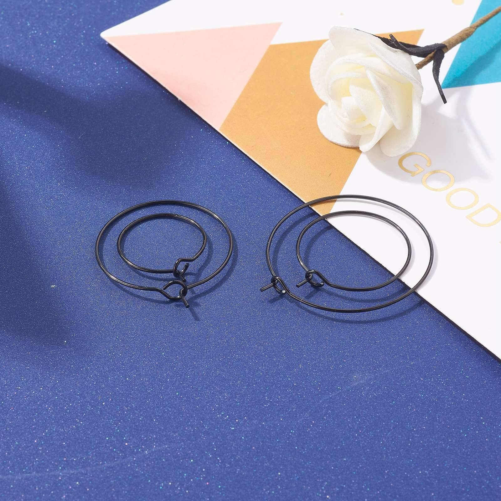 BEEFLYING 24 Pcs Stainless Steel Hoop Earrings Set - Hypoallergenic Large Circle Charms for Women DIY Jewelry Making - Perfect for Parties, Gifts & Everyday Fashion Accessories