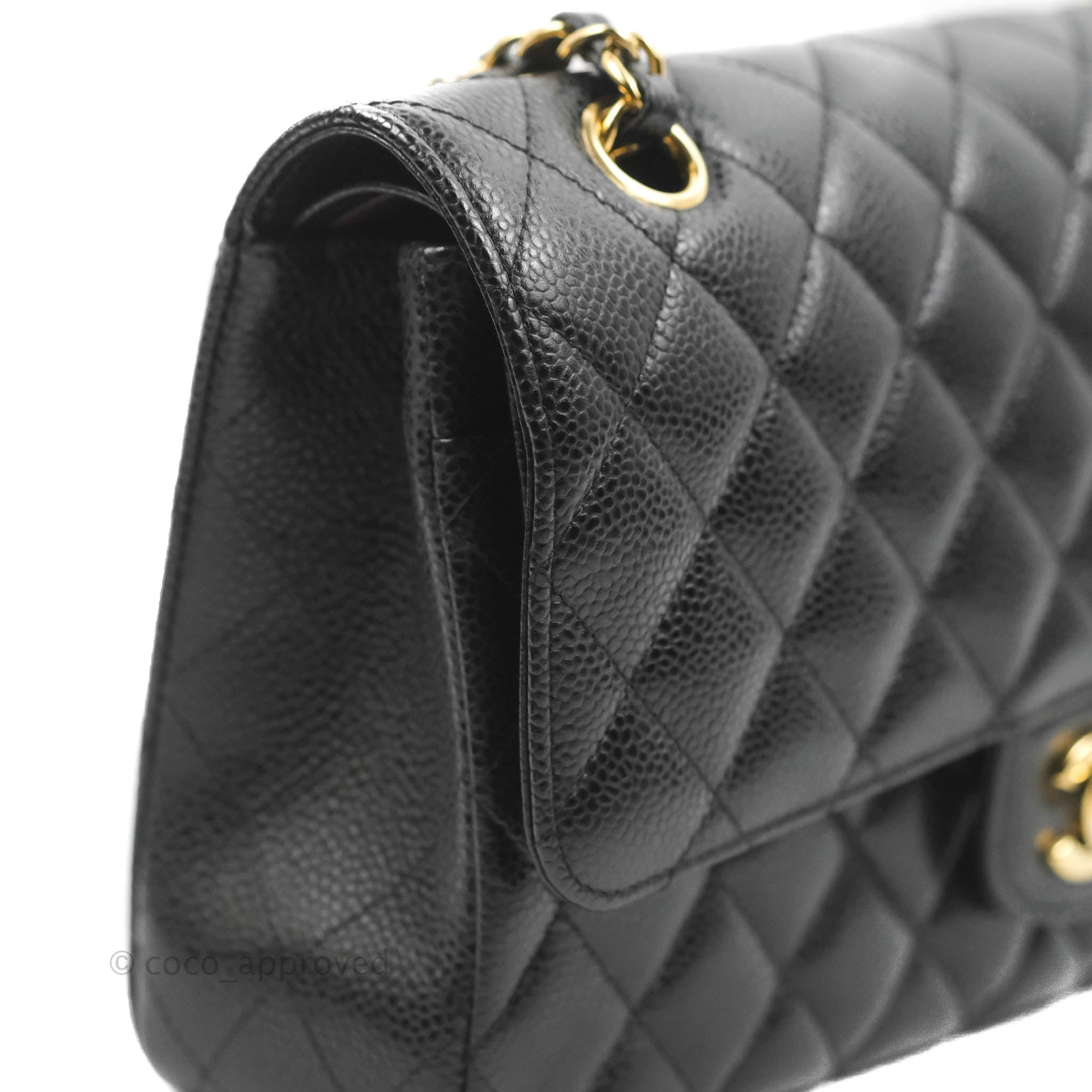 Chanel Classic Medium Double Flap Bag in Black Caviar Leather with Gold Hardware - Luxury Designer Handbag for Women, Perfect for Work, Evening Events & Special Occasions