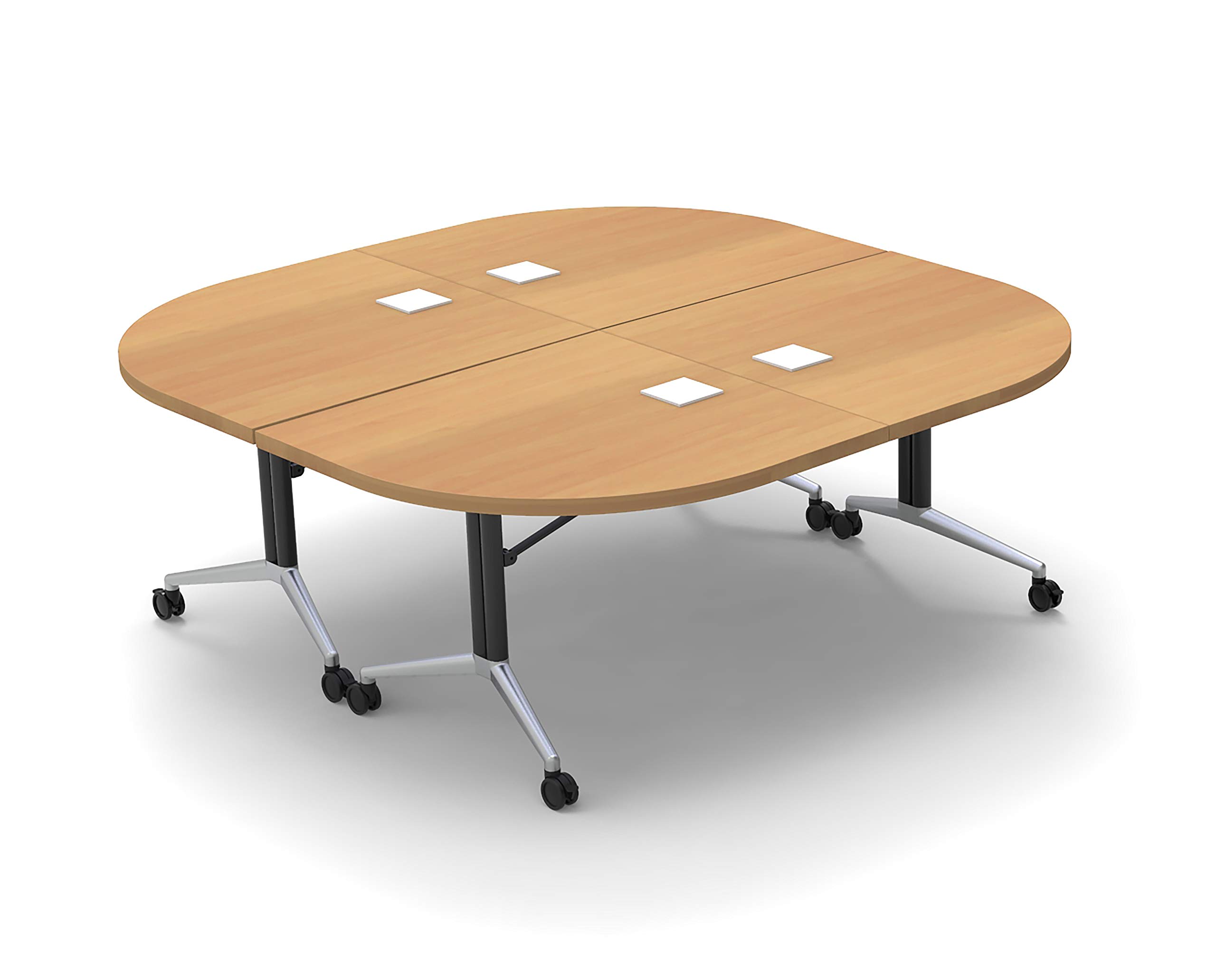 8-Person Conference Table with Seating - Foldable Beech Top & Chrome Base for Meetings & Seminars