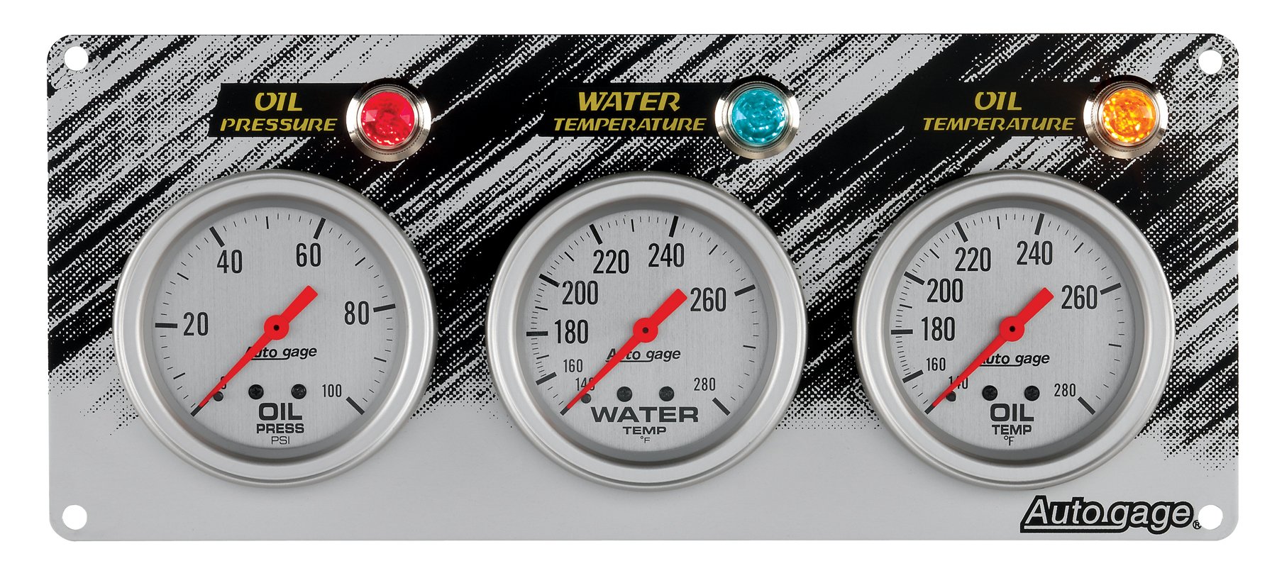 Auto Meter 7066 Autogage Mechanical Race Panel - Oil Temperature, Oil Pressure & Water Temperature Gauge Set for High-Performance Cars - Perfect for Track Racing, Drag Racing & Engine Monitoring