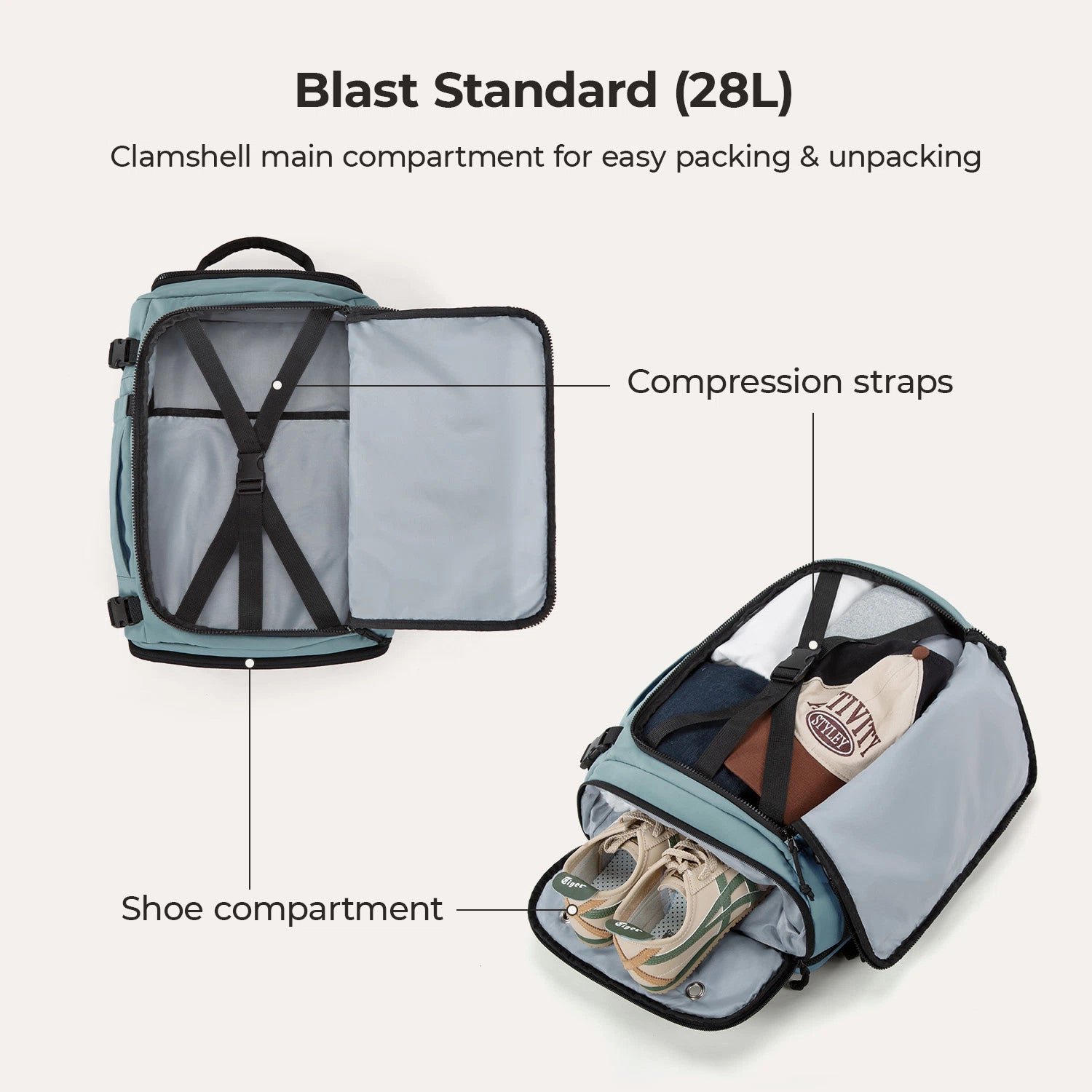 Blast Travel Backpack - Lightweight Waterproof Carry-On Backpack for Men & Women - Perfect for Airplane, Hiking, Camping & Daily Commute