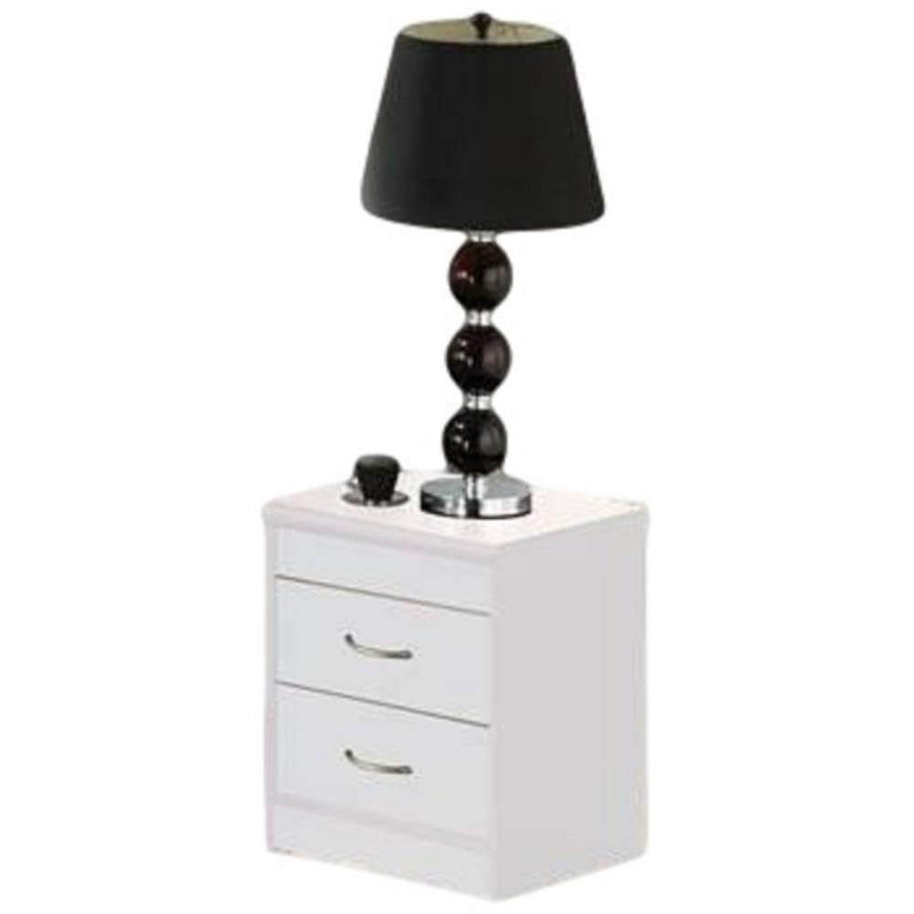 Modern White Wooden Nightstand Set of 2 - Home Square Contemporary 2-Drawer Bedside Table for Bedroom, Living Room & Guest Room - Stylish Storage End Table with Smooth Gliding Drawers