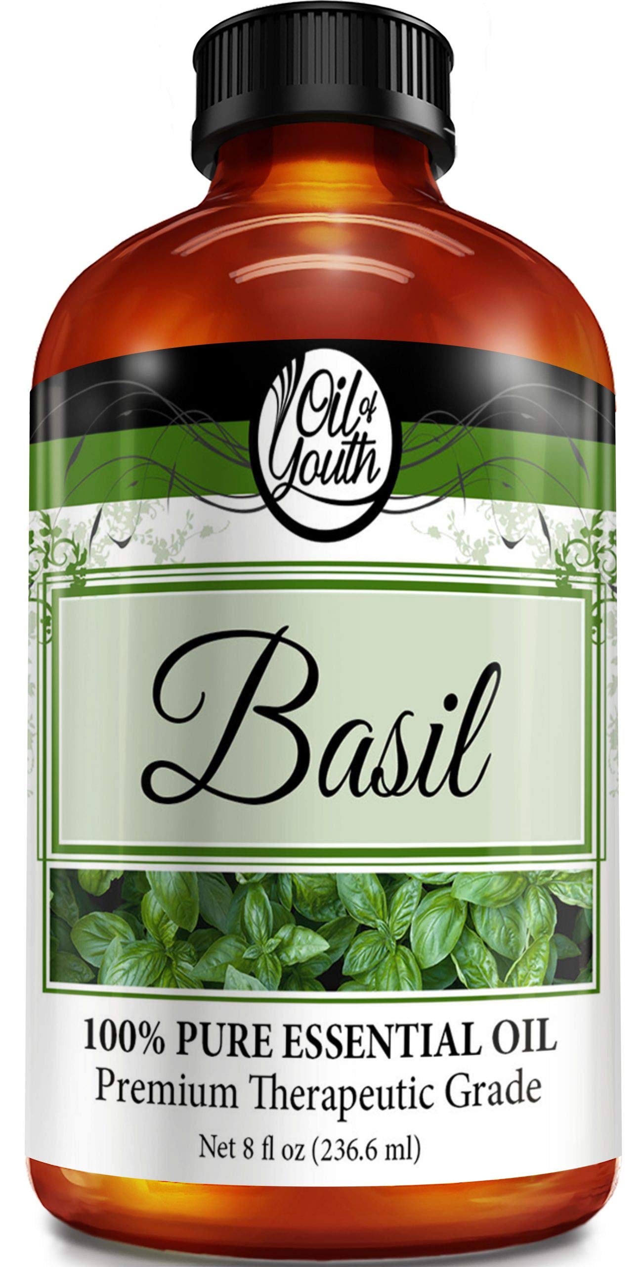 Basil Essential Oil 8oz - 100% Pure & Natural Aromatherapy Oil for Relaxation, Stress Relief & Skin Care - Perfect for Diffusers, Massage & DIY Beauty Products