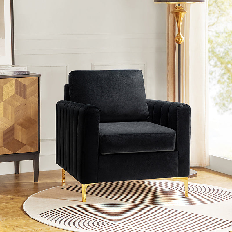 Luxury Didyme Velvet Club Armchair - Modern Accent Chair for Living Room, Bedroom & Office - Plush Upholstered Lounge Chair with Sturdy Wooden Legs - Perfect for Reading Nook, Home Theater & Cozy Spaces