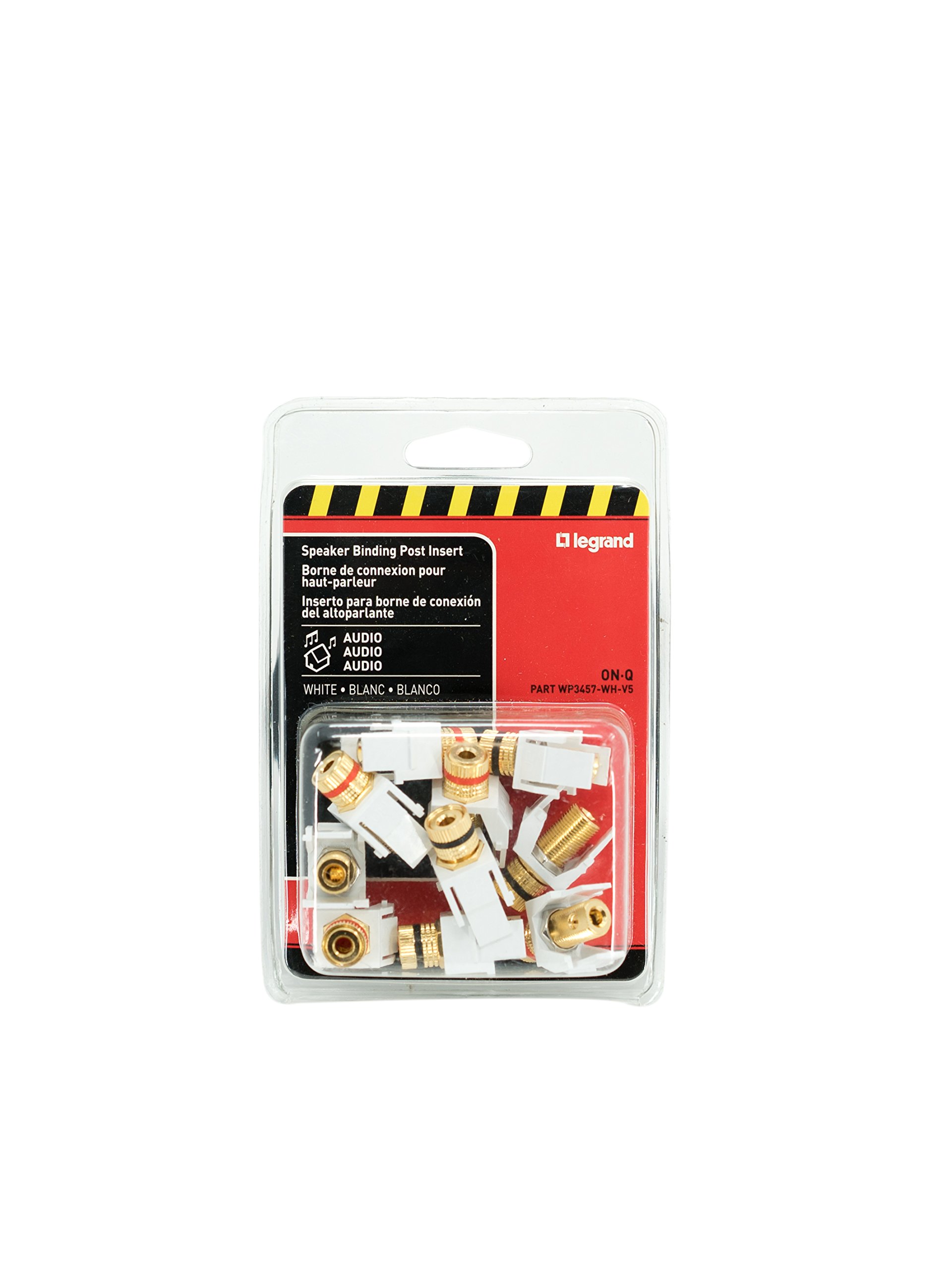 Legrand OnQ WP3457WHV5 5-Pack White Speaker Binding Posts with Banana Plug Termination - High-Quality Audio Connectors for Home Theater & Stereo Systems