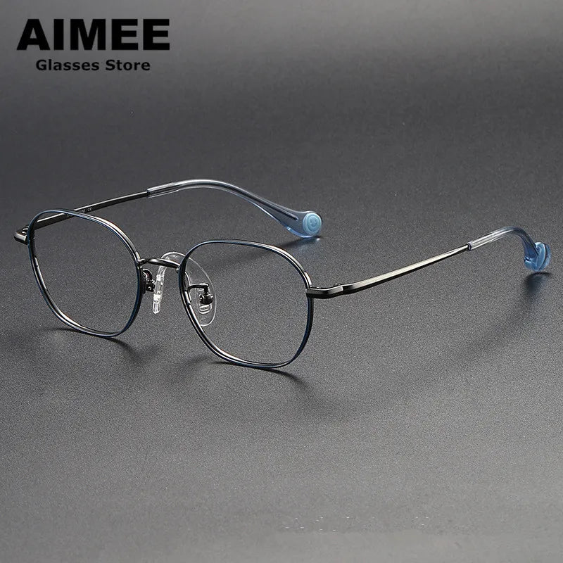 Unisex Youth's Full Rim Square Titanium Eyeglasses 80945 - Lightweight Durable Glasses for Kids & Teens - Perfect for School, Reading & Daily Wear