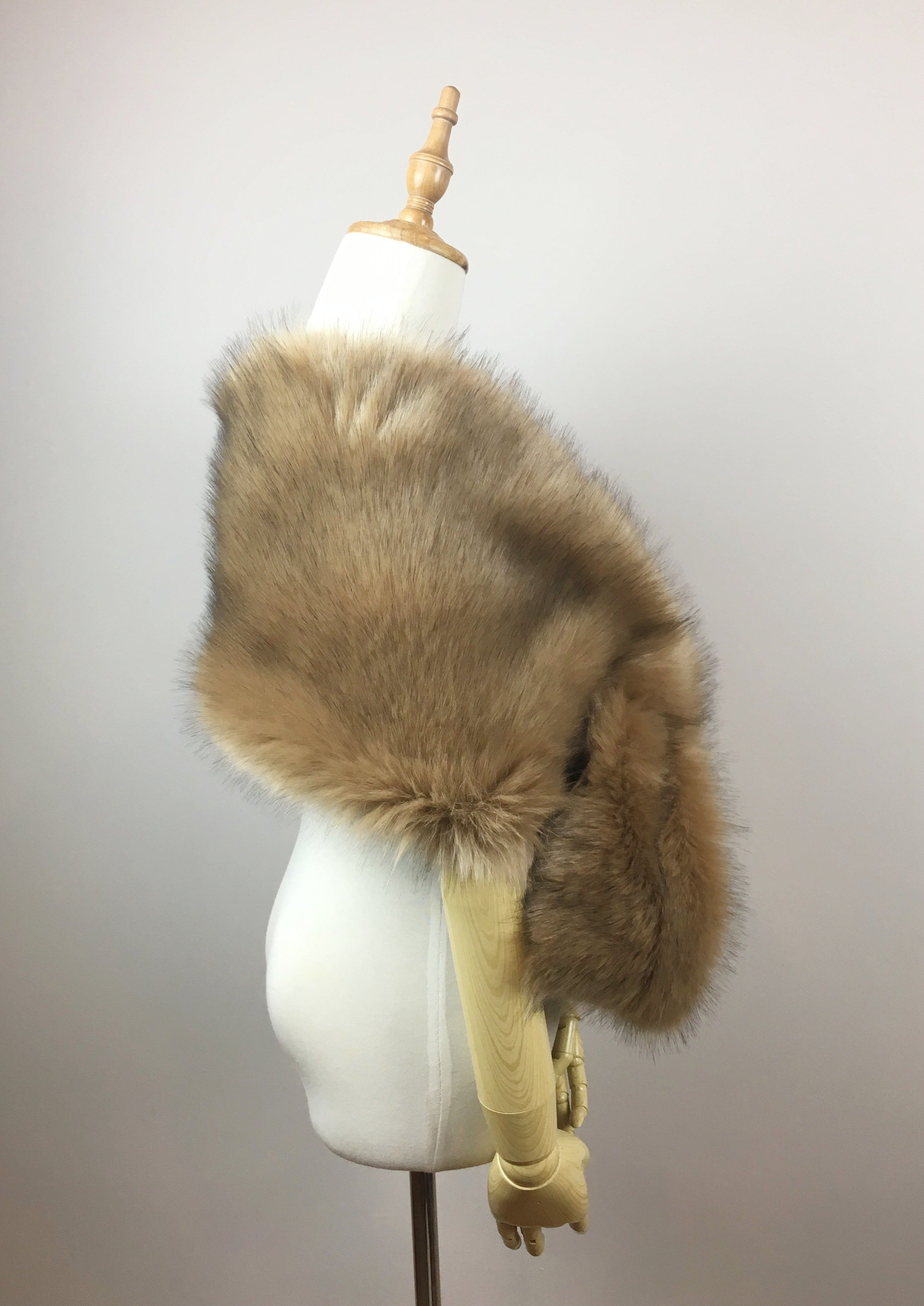Honey Brown Fur Shawl - Soft & Warm Winter Wrap - Elegant Women's Fashion Accessory for Parties, Weddings & Cold Weather Outfits
