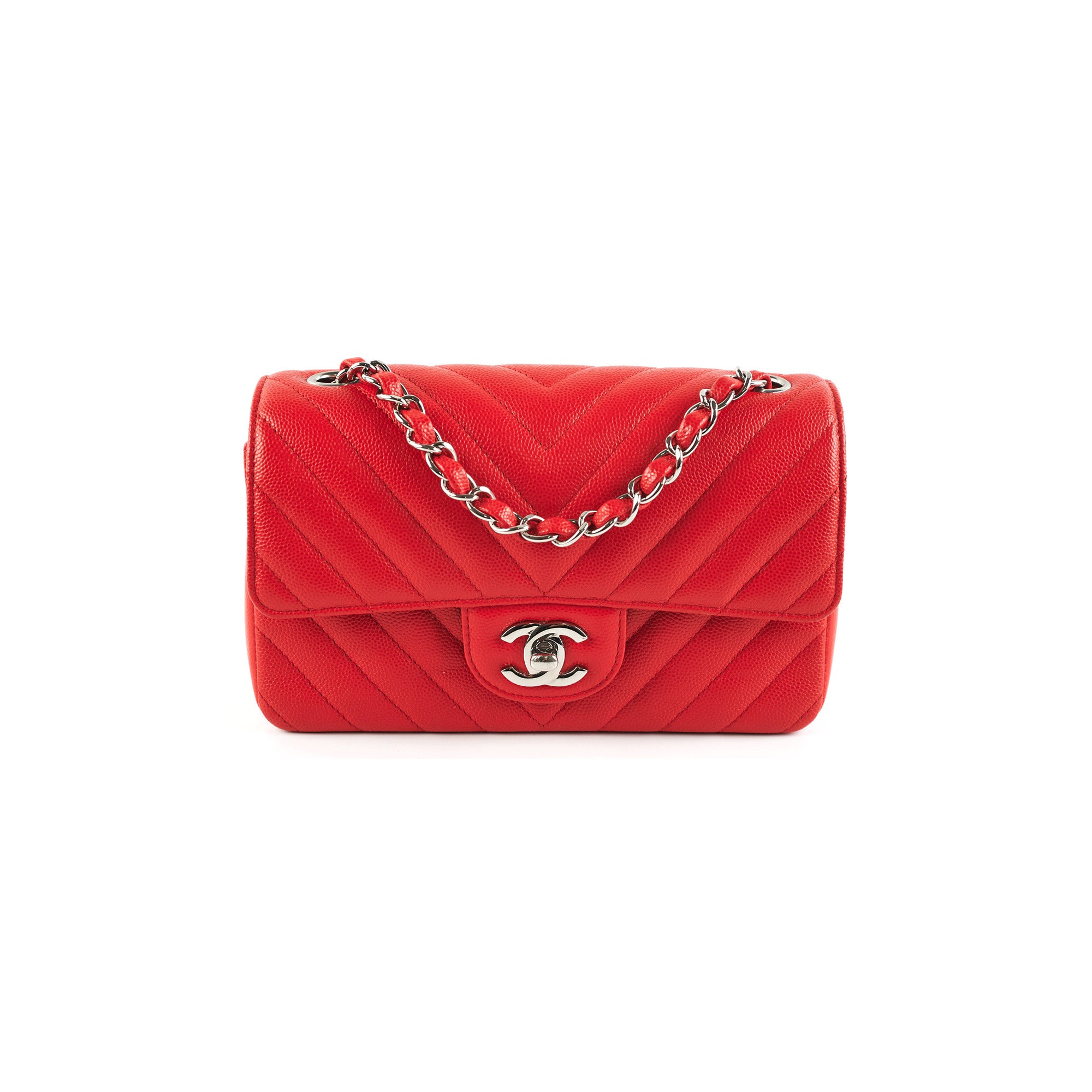 Chanel Mini Rectangular Flap Bag in Caviar Leather - Classic Red Luxury Crossbody Purse for Women | Perfect for Evening Parties, Date Nights & Special Occasions