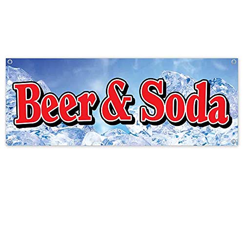 13 oz Heavy-Duty Vinyl Beer & Soda Banner with Metal Grommets - Single-Sided Non-Fabric Sign for Bars, Restaurants, and Outdoor Events