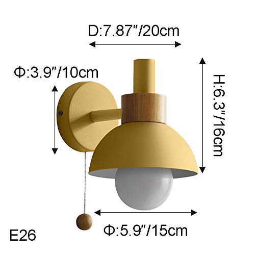 Romantic Warm Yellow Plug-in Wall Lamp - 5.9ft Cord with Button Switch, Macaron Wall Sconce Spotlight for Bedside Reading (Bulbs Not Included) | Perfect for Bedrooms, Living Rooms & Cozy Reading Nooks