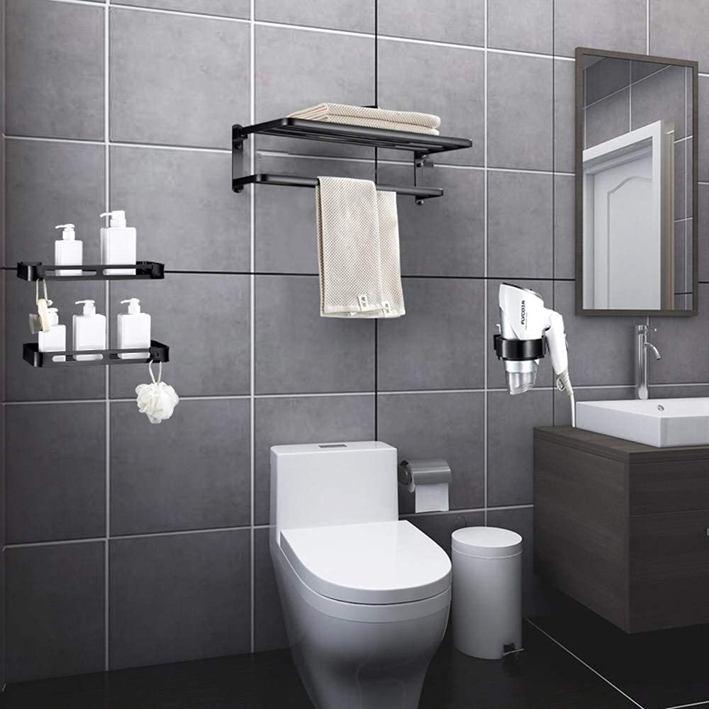 Foldable Chrome & Aluminum Towel Rack - 40cm Wall-Mounted Space Saving Bathroom & Kitchen Organizer with Hooks | Waterproof Durable Design for Towels, Robes & Kitchen Linens