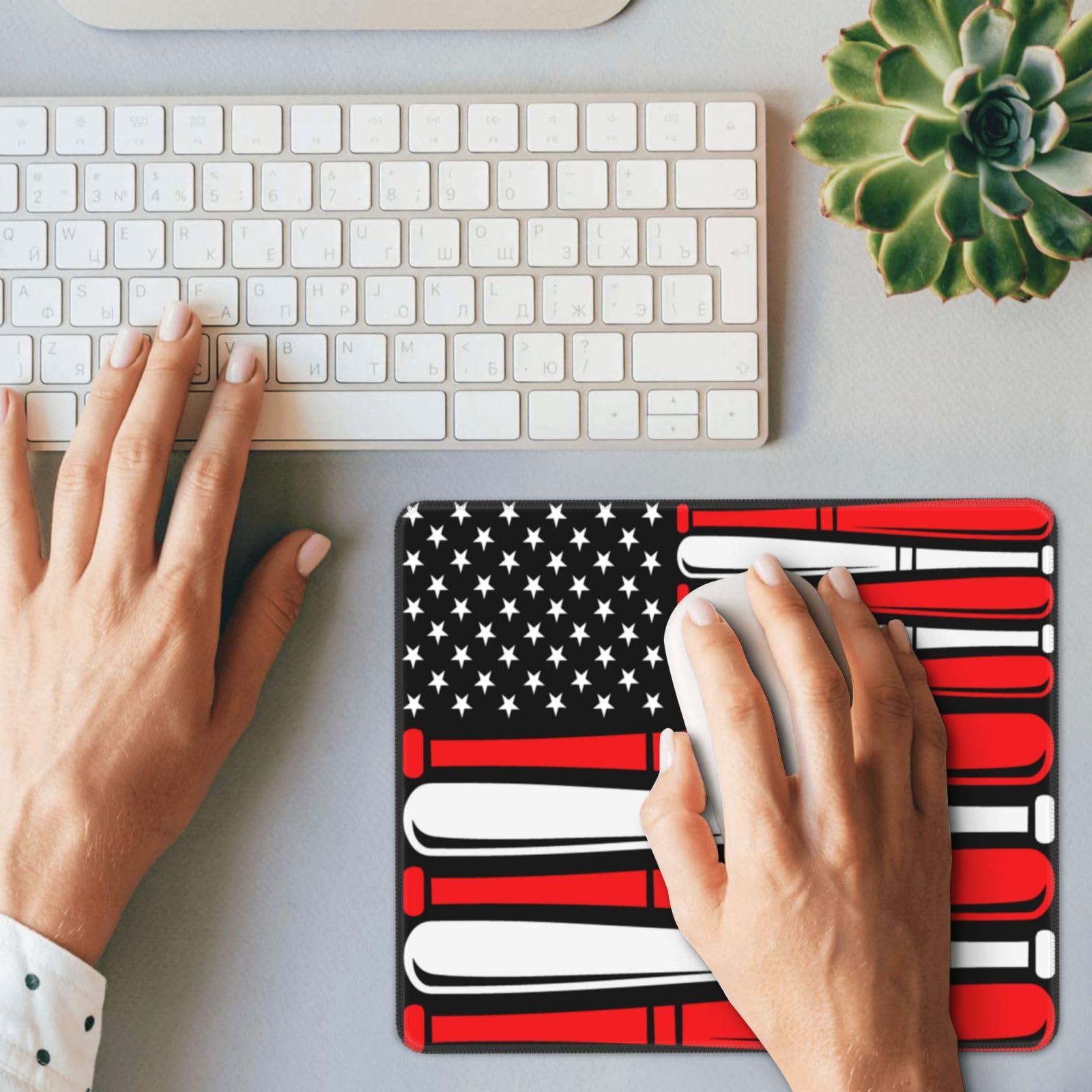 SIYTUAU USA Flag Baseball Design Mouse Pad - Waterproof, Non-Slip Rubber Gaming Mousepad (10x12 inch) for Office, Laptop & PC - Perfect for Gamers, Work & Home Use
