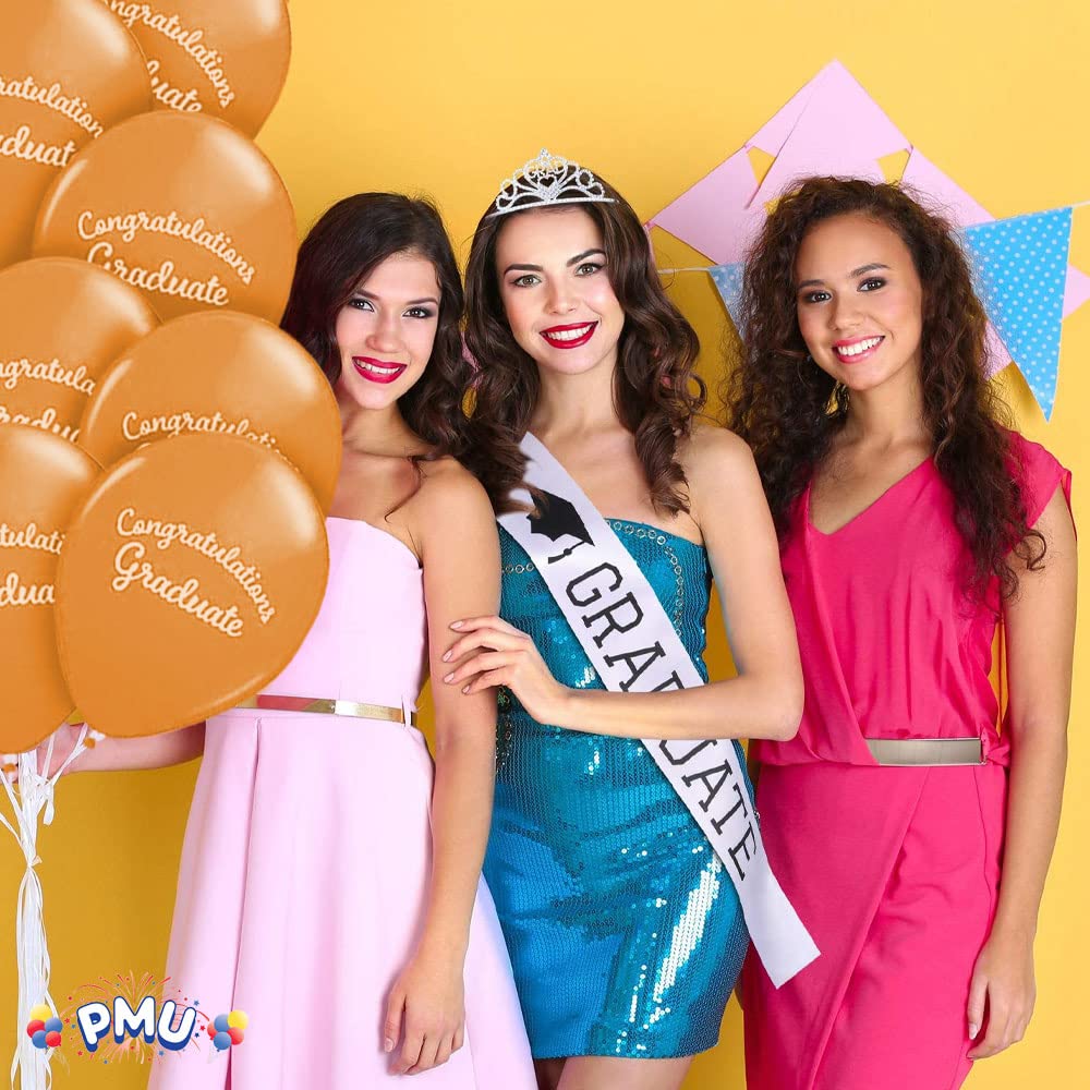 Premium Orange Graduation Balloons - Congrats Grad Script Latex Balloons (12/Pack) for Graduation Party Decorations & Supplies | Perfect for PMU Graduation Celebrations, College Graduation Parties & Commencement Decor