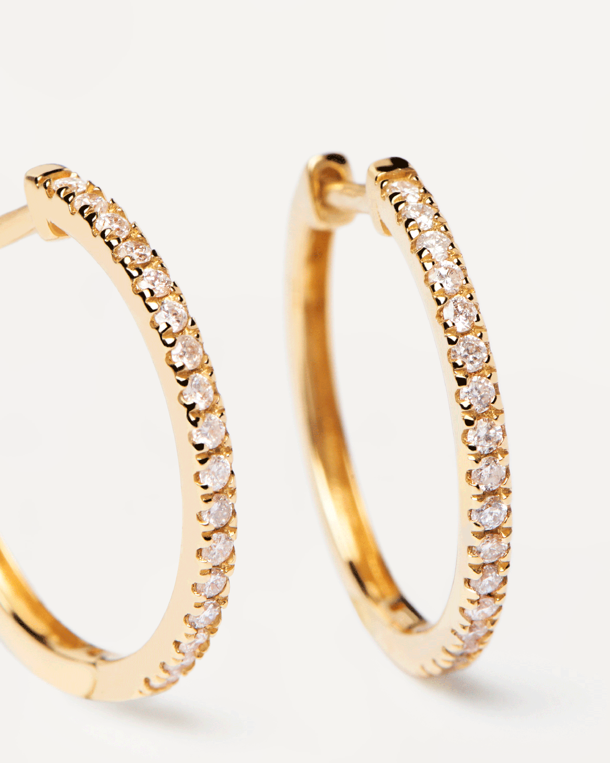 GRID Diamond & 14K Yellow Gold Eternity Hoop Earrings - Medium Size for Women, Perfect for Weddings, Parties & Everyday Elegance