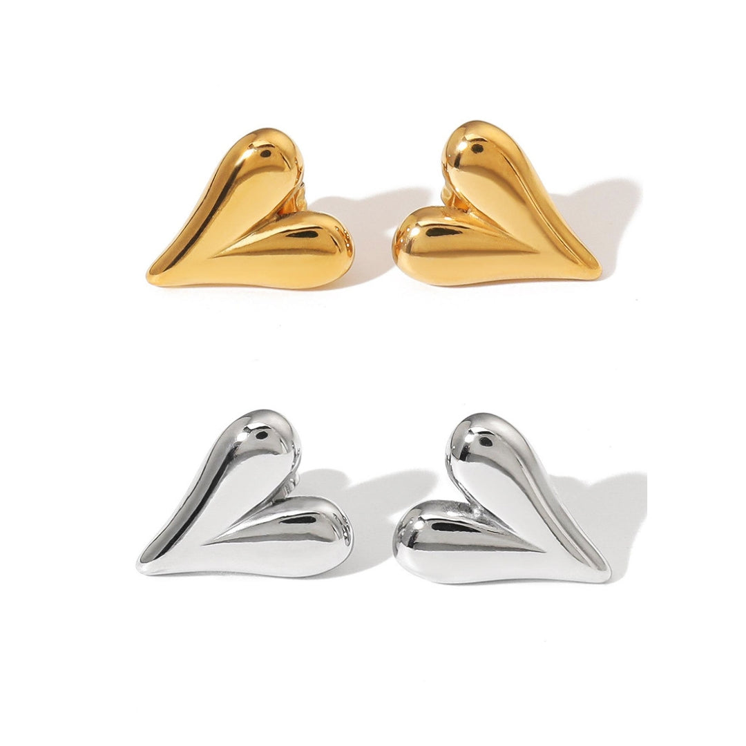 14K Gold Plated Mini Puffed Heart Stud Earrings for Women - Dainty Valentine's Day Gift for Her | JDE719 | Perfect for Date Nights, Anniversaries & Everyday Wear