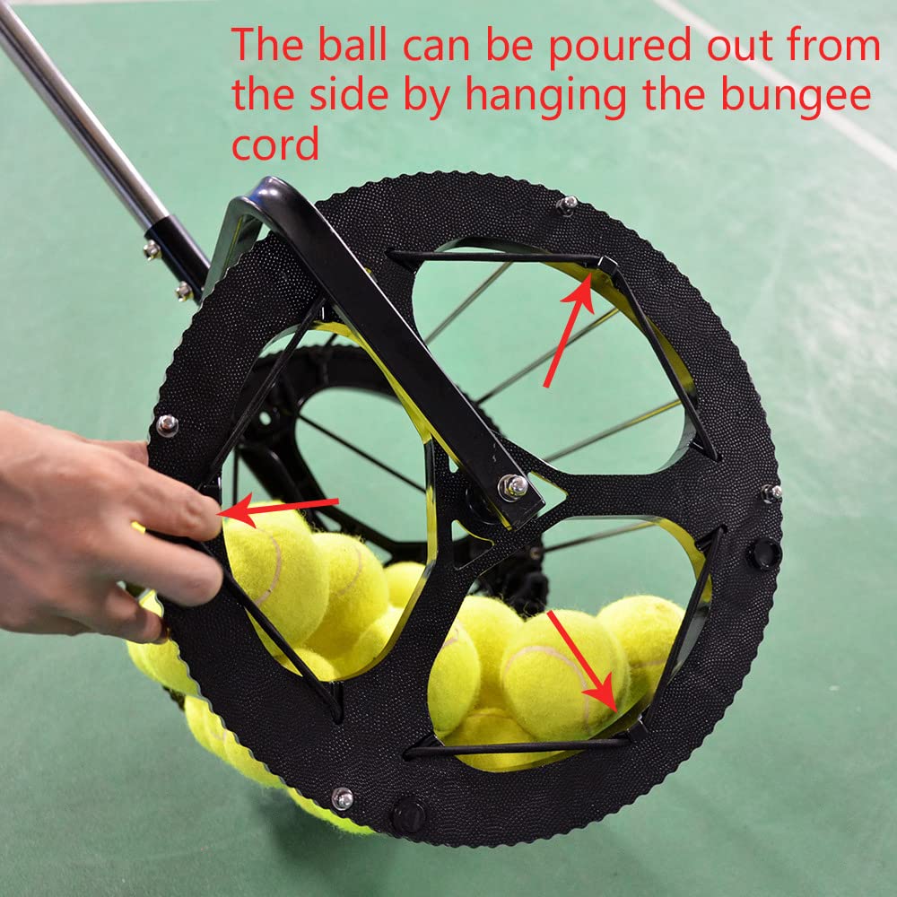 Automatic Tennis Ball Collector - Stainless Steel Rolling Pickup Tool with Adjustable Height & Handle - Holds Up to 55 Balls - Perfect for Court Cleaning, Training Sessions & Solo Practice