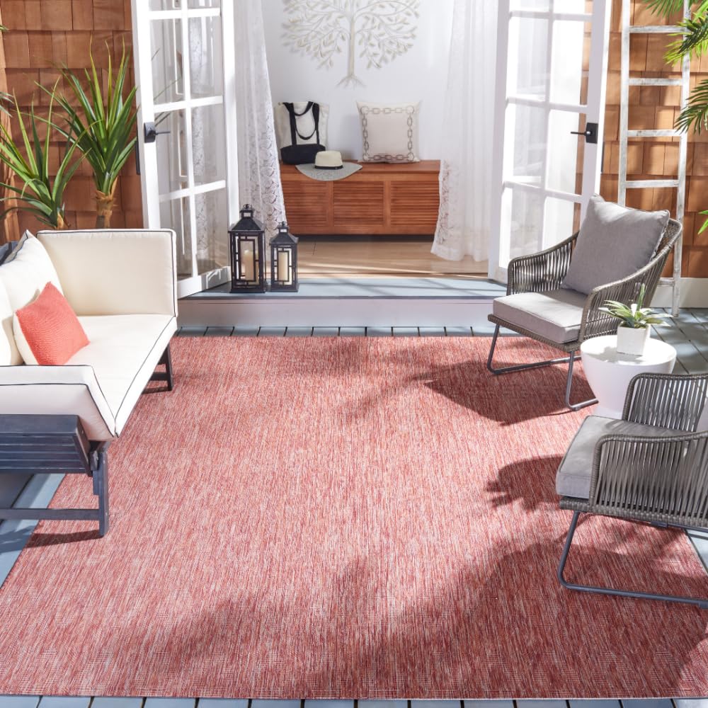 SAFAVIEH Courtyard Collection 9' x 12' Red Non-Shedding Washable Indoor/Outdoor Area Rug - Perfect for Living Room, Bedroom, Patio & Backyard (CY8522-36522)