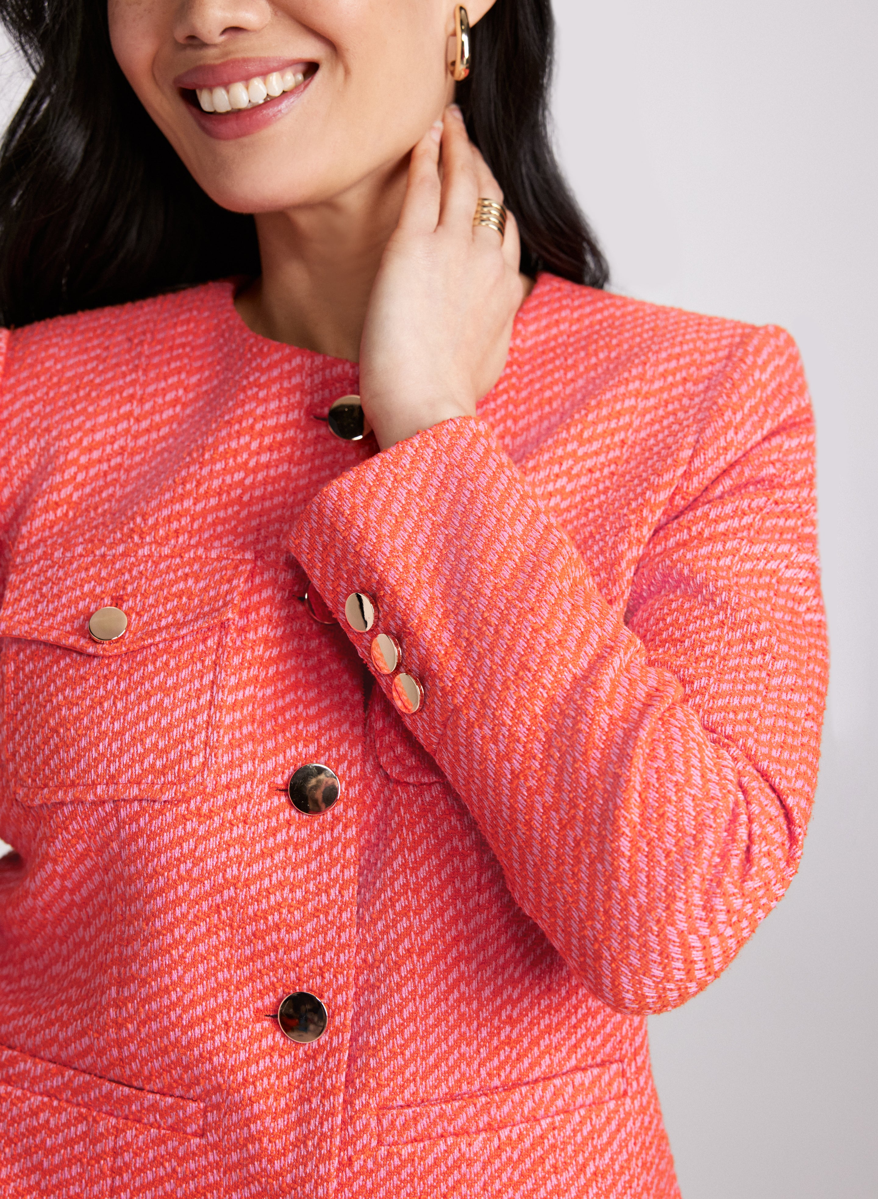 Bouclé Button Down Jacket for Women - Stylish Knit Blazer Coat with Pockets - Perfect for Office, Casual Outfits & Fall Layering