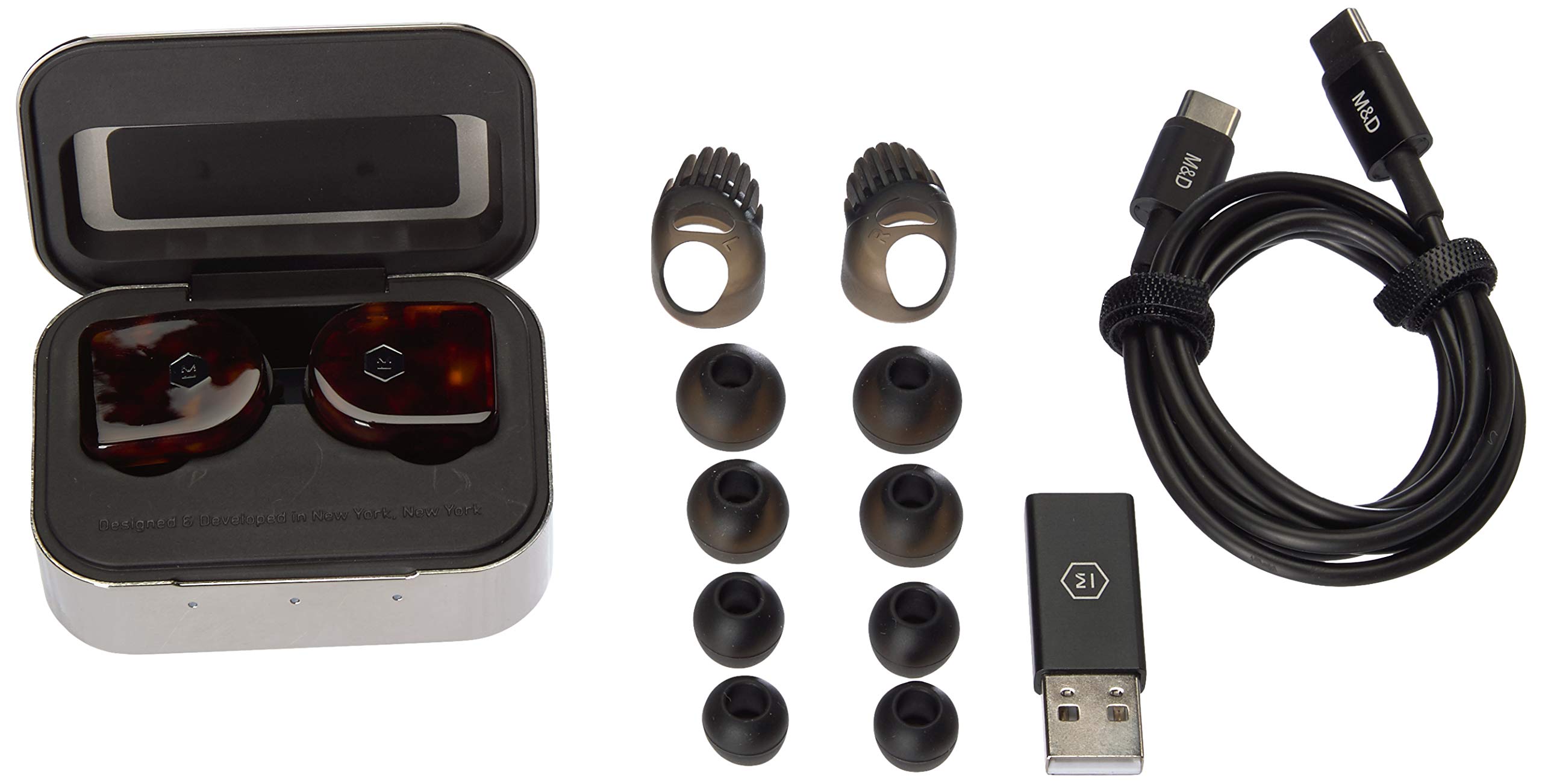Master & Dynamic MW07TS True Wireless Earbuds - Bluetooth 5.0 Noise Isolating Headphones with Premium Sound, Lightweight Comfort & Tortoiseshell Design - Perfect for Commuting, Workouts & Travel