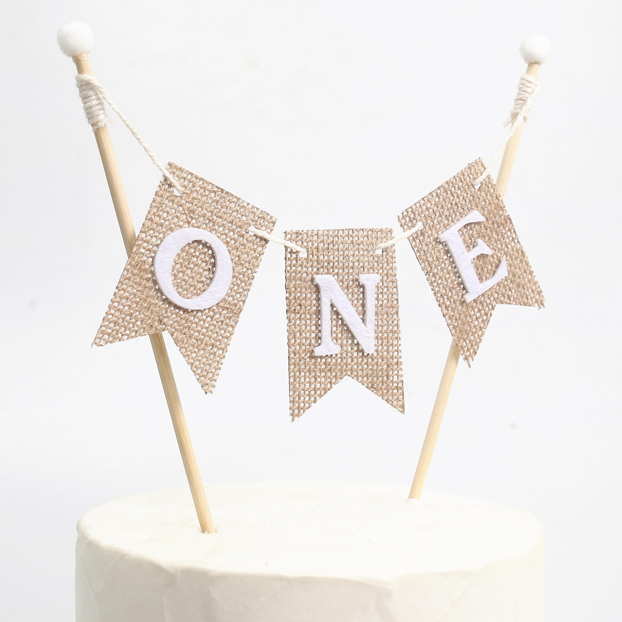 Handmade 'ONE' Birthday Cake Topper - White 1st Birthday Bunting Banner for Cake Smash, Photo Props & Celebrations | Perfect for Baby's First Birthday Party Decorations