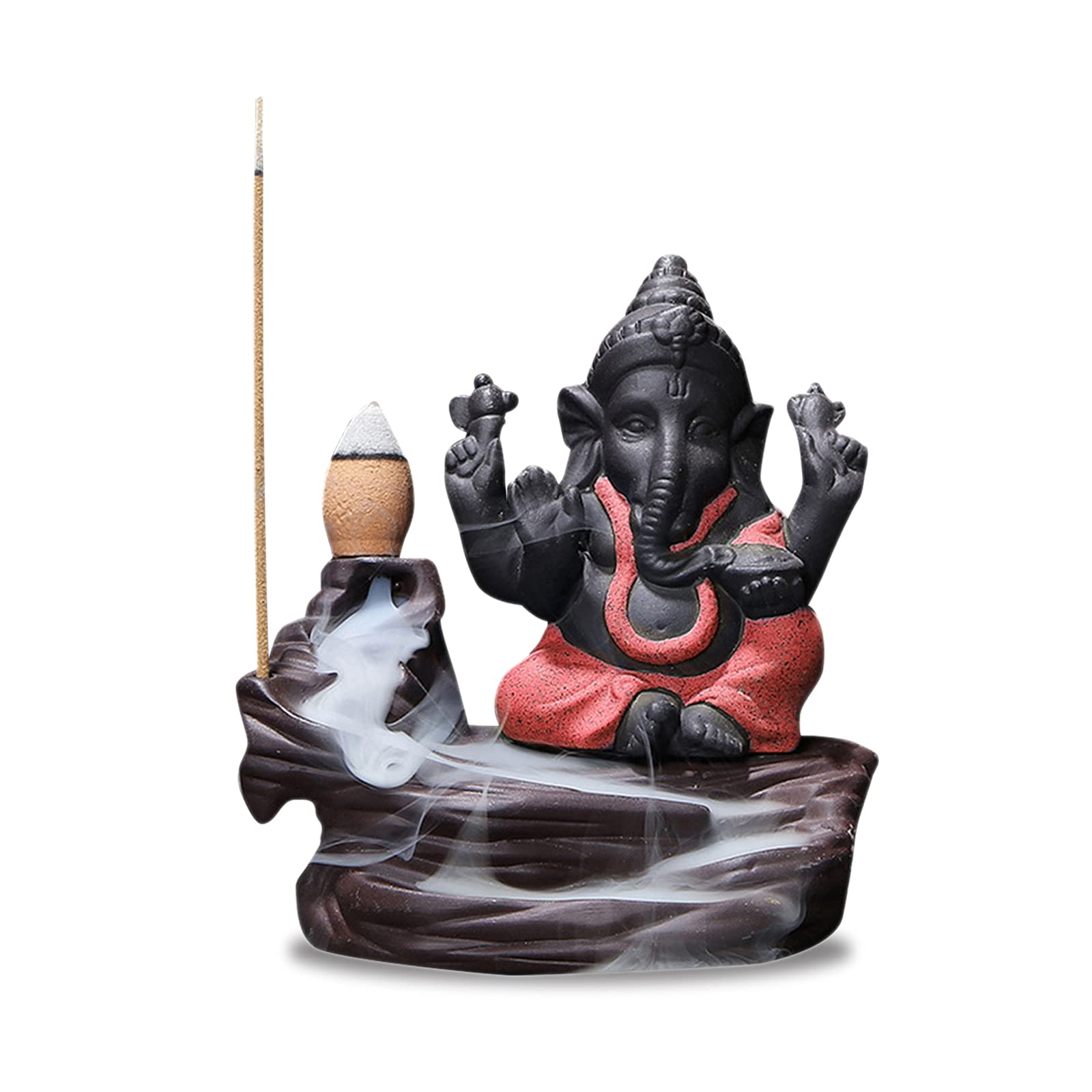 iFCOW Ganesha Backflow Incense Holder - Decorative Incense Cone Burner for Meditation, Yoga & Home Decor - Handcrafted Resin Statue for Aromatherapy & Spiritual Relaxation