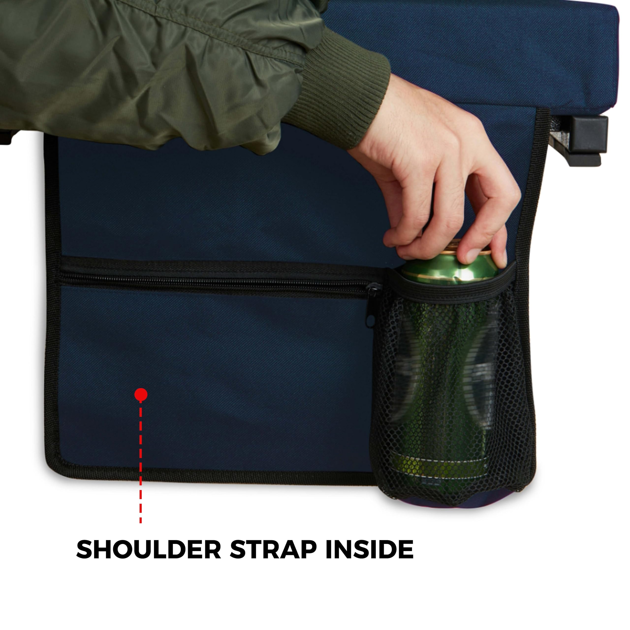 SPORT BEATS Stadium Seats with Back Support - Portable Bleacher Chairs with Thick Cushion & Shoulder Strap - Comfortable Foldable Seat for Football Games, Baseball, Concerts & Outdoor Events