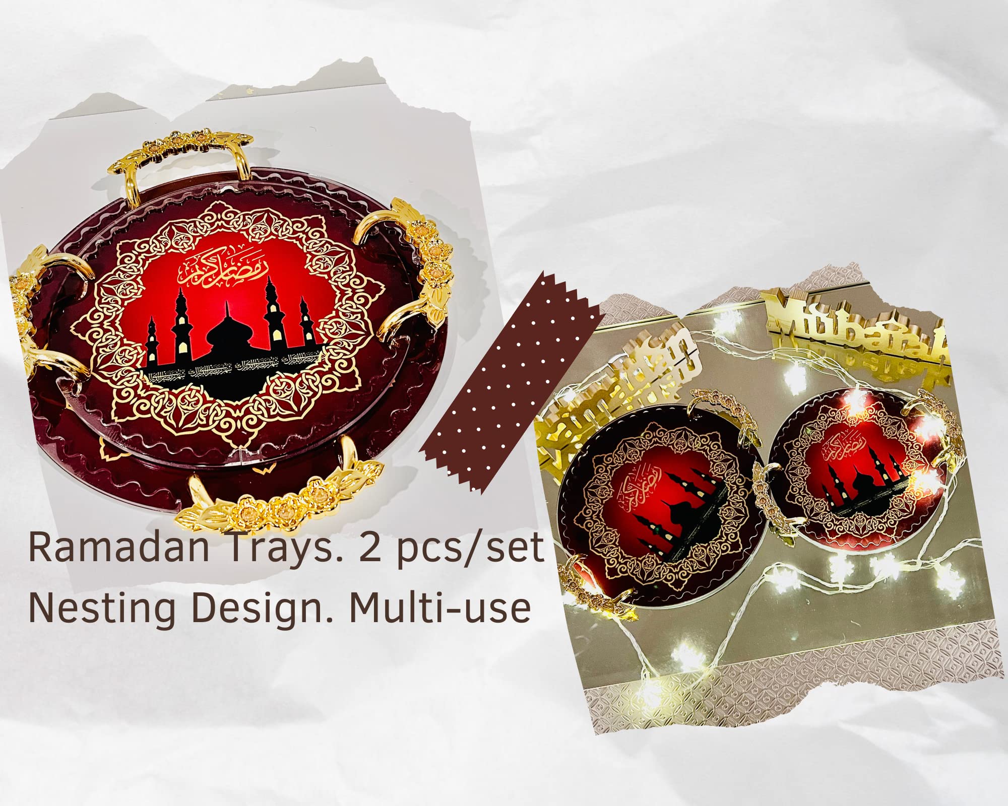 Ramadan Kareem Eid Mubarak Islamic Party Decor Tray Set - 12