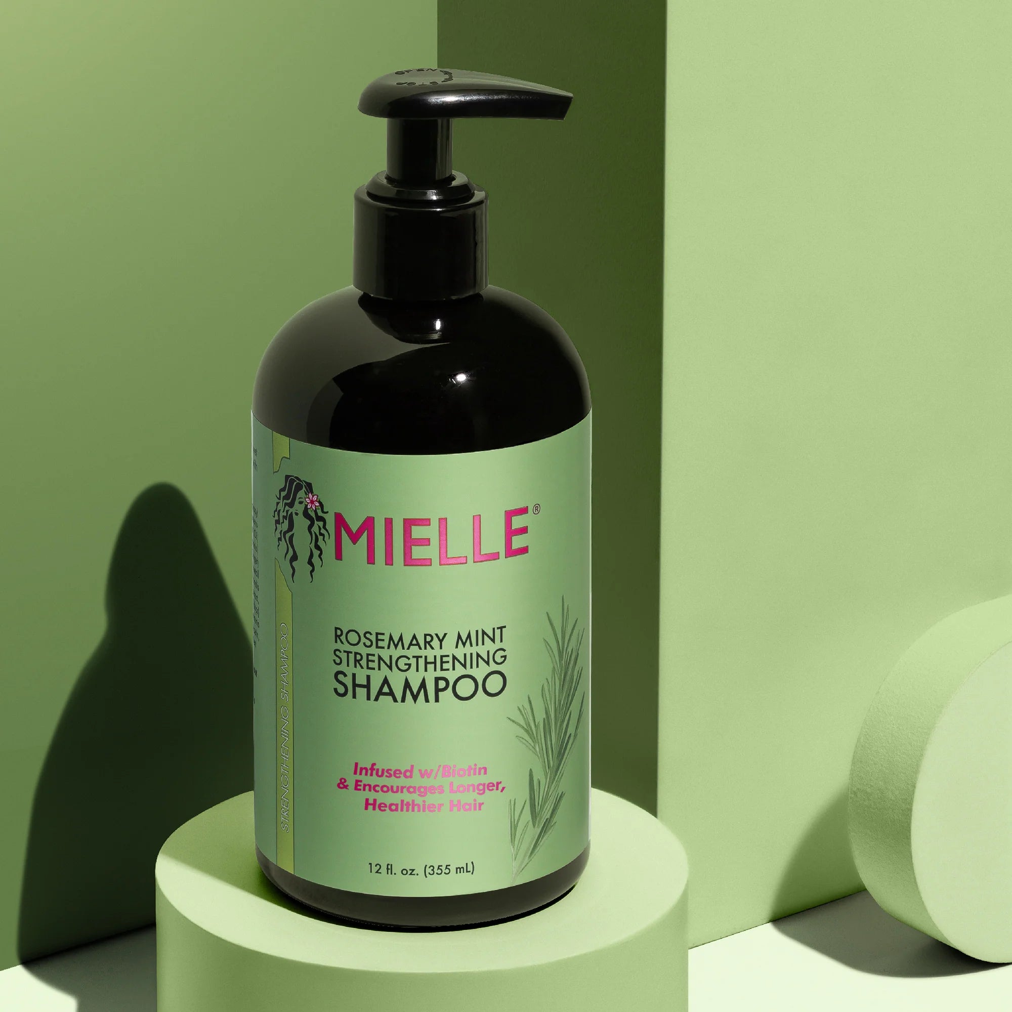Mielle Rosemary Mint Strengthening Shampoo for Hair Growth & Scalp Health - 12oz (355ml) - Sulfate-Free Formula for Dry, Damaged & Curly Hair - Perfect for Daily Use & Natural Hair Care Routine