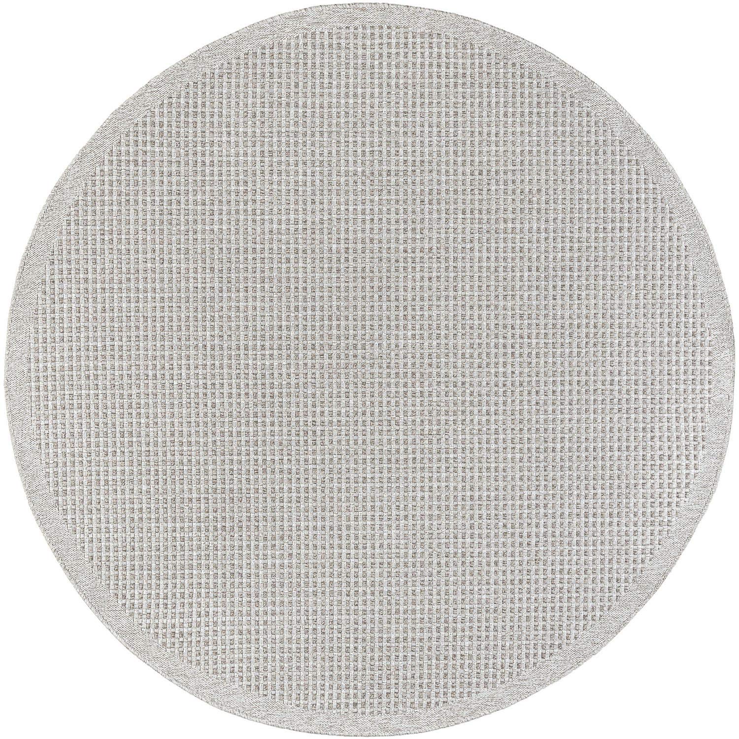 Dickens Taupe 6-Foot Round Outdoor Area Rug - Modern Basketweave Design for Living Room, Bedroom, or Dining Room | Perfect for Patio, Deck, and Indoor Decor