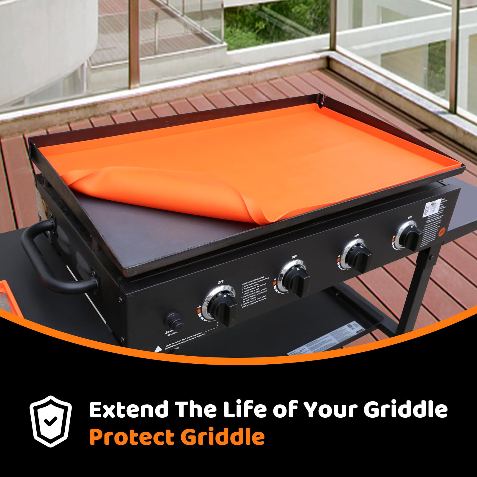 Utheer 36 Inch Heavy Duty Food Grade Silicone Griddle Mat with Spatula Mat for Blackstone Griddle - All Season Cooking Protective Grill Cover - Perfect for Outdoor BBQ, Camping & Backyard Cooking