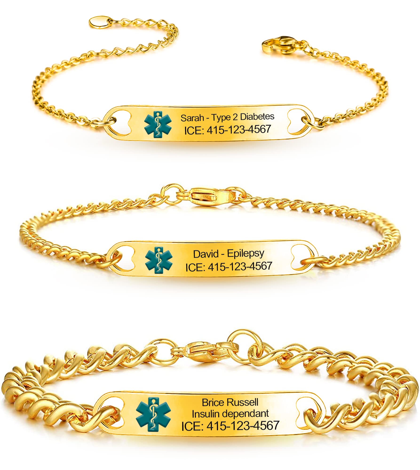 Personalized Stainless Steel Medical Alert Bracelet for Women & Men - Adjustable Emergency ID Wristband with Free Engraving - Perfect Gift for Mom, Dad & Seniors - Ideal for Diabetes, Allergies & Heart Conditions