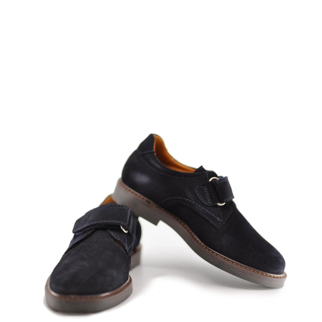 Beberlis Men's Navy Suede Velcro Dress Shoes - Comfortable Slip-Resistant Formal Shoes for Office, Wedding & Business Occasions