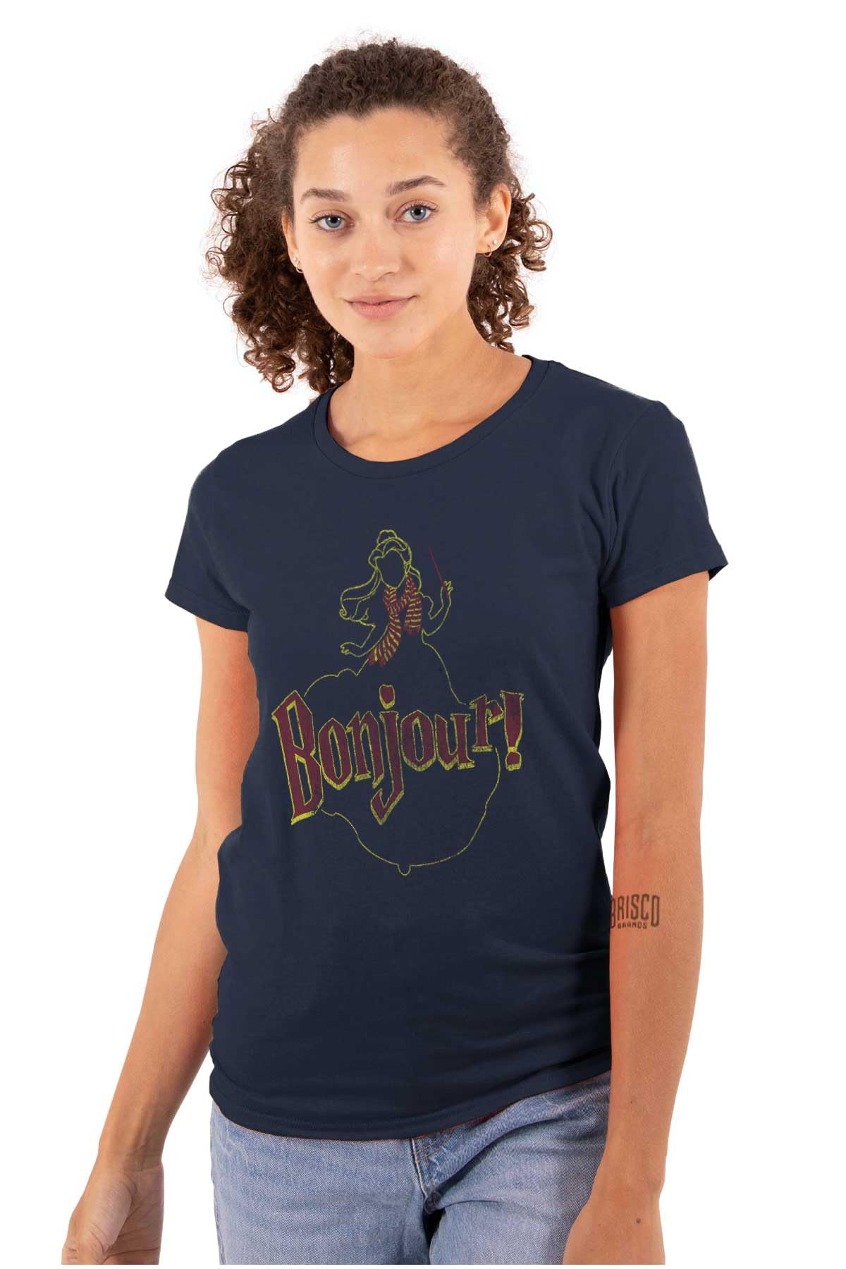 Funny Beauty Bonjour French Princess Women's Graphic Tee - Trendy Junior T-Shirt for Casual Wear, Girls Fashion & Everyday Outfits