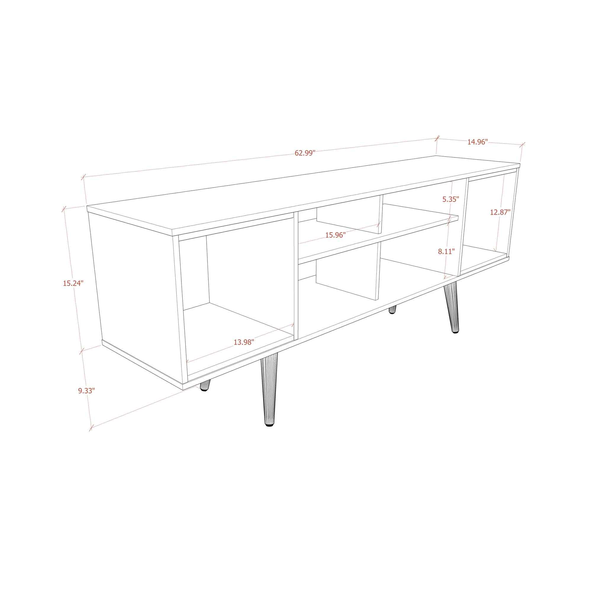 Mid Century Modern TV Stand with 6 Shelves & Media Storage - 62.99