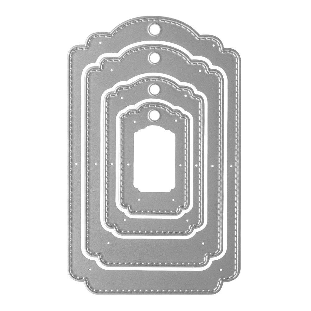 4Pcs Metal Hanging Tag Cutting Dies Set - DIY Scrapbooking Embossing Stencils for Card Making, Gift Tags & Paper Crafts (Perfect for Wedding Invitations, Journals, and Home Decor)