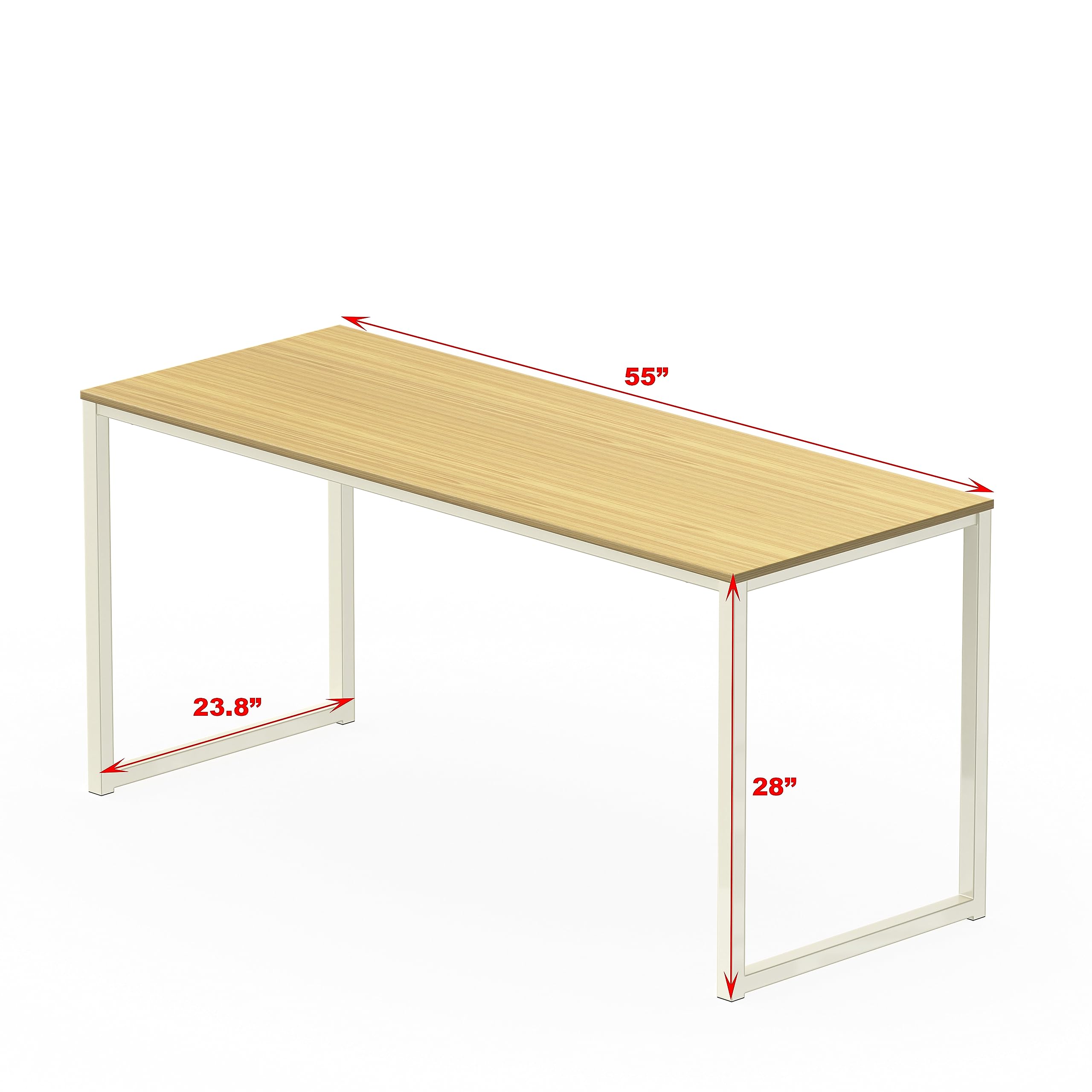 SHW Mission 55-Inch Home Office Computer Desk - Solid Oak Wood Writing Table with Storage Shelf | Perfect for Remote Work, Gaming Setup & Study Room Furniture