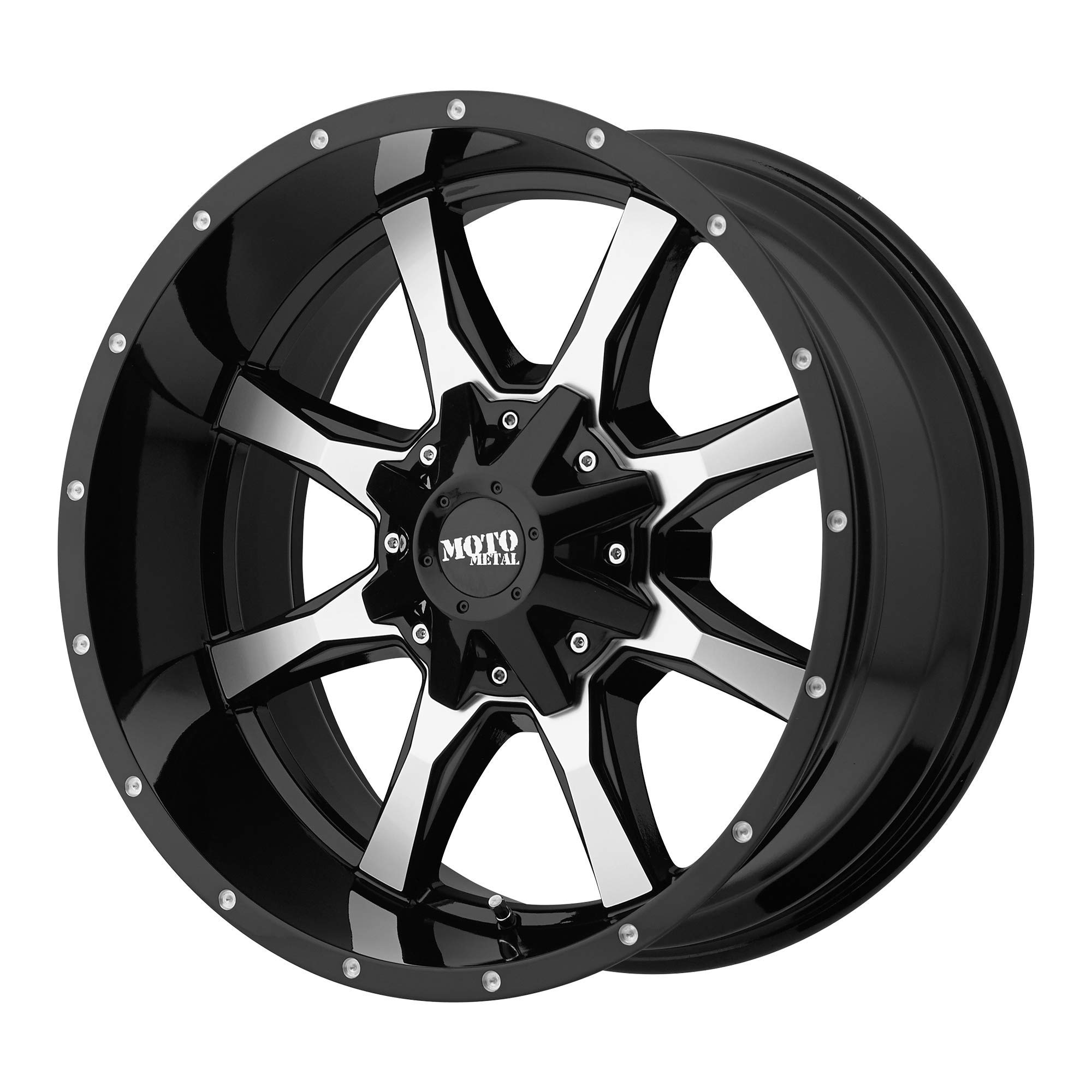 MOTO METAL MO970 22x10 Gloss Black Machined Face Wheel Rim - 5x127.00/5x139.70 Bolt Pattern, -18mm Offset | Perfect for Truck & SUV Custom Upgrades, Off-Road Adventures & Show Car Builds