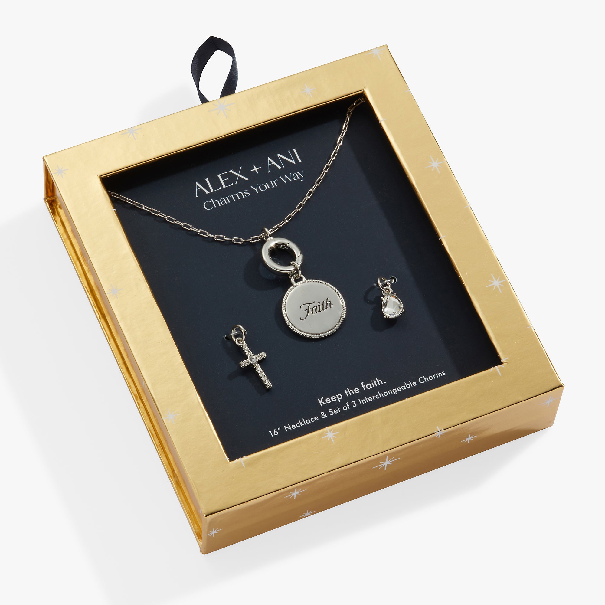 Faith Mix & Match Charm Necklace Set - Sterling Silver & Gold Plated Pendant Jewelry for Women - Perfect for Layering, Gift Giving & Everyday Wear