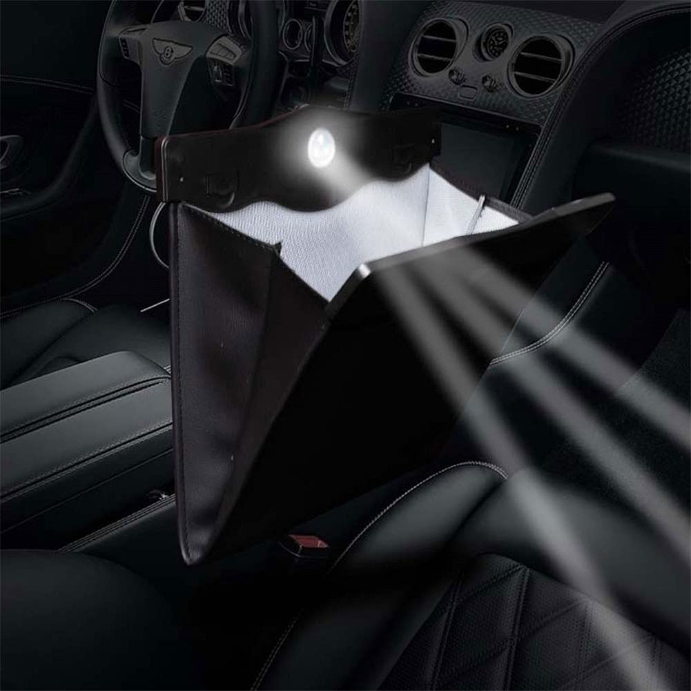 Foldable Waterproof Leather Car Trash Can - Hanging Portable Auto Trash Bag for Rear Seat Storage | Perfect for Road Trips, Commuting & Keeping Your Car Clean