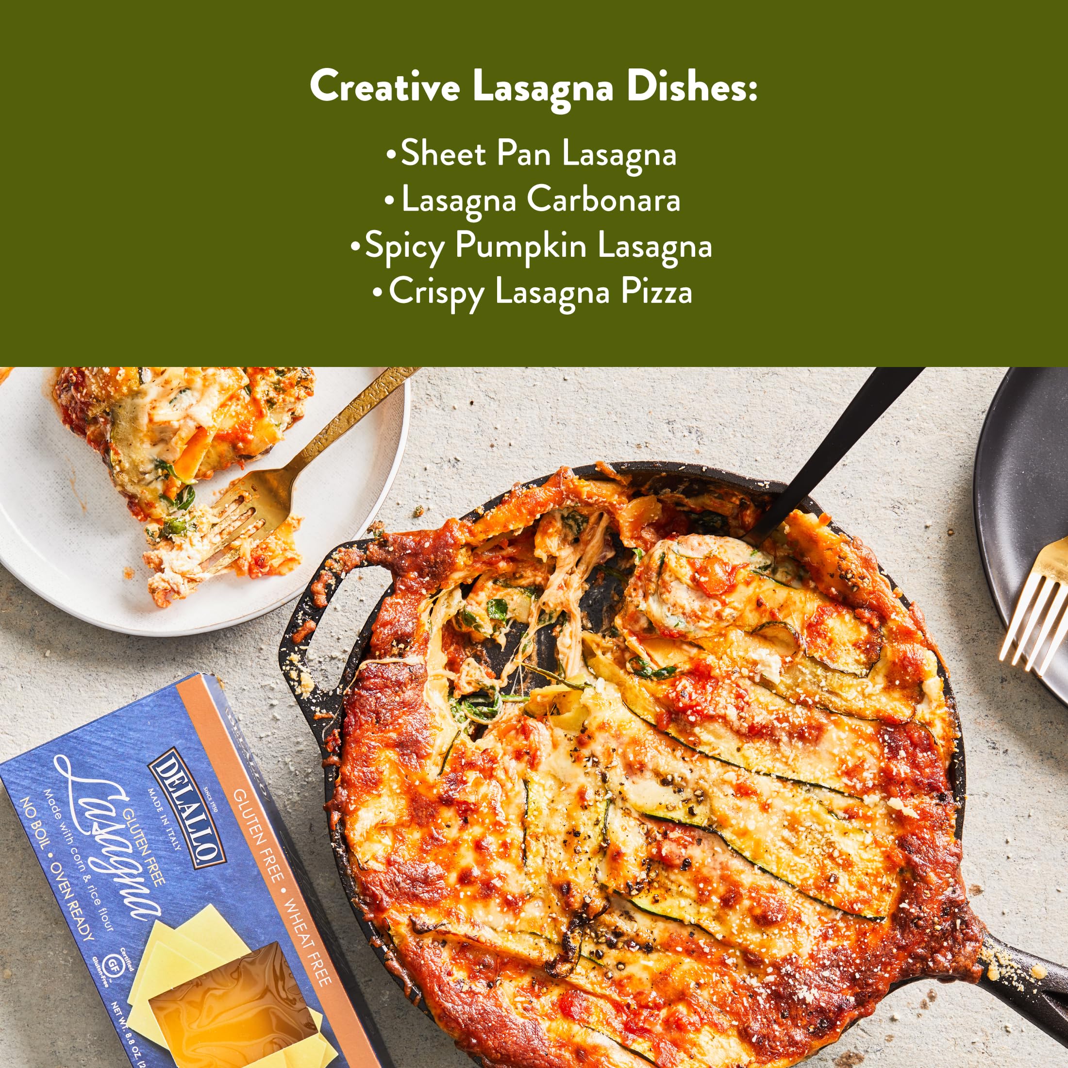 DeLallo Gluten Free Lasagna Noodles - 8.8oz Box (6 Pack) | Corn & Rice Flour | Oven Ready No Boil | Non-GMO | Perfect for Family Dinners & Meal Prep