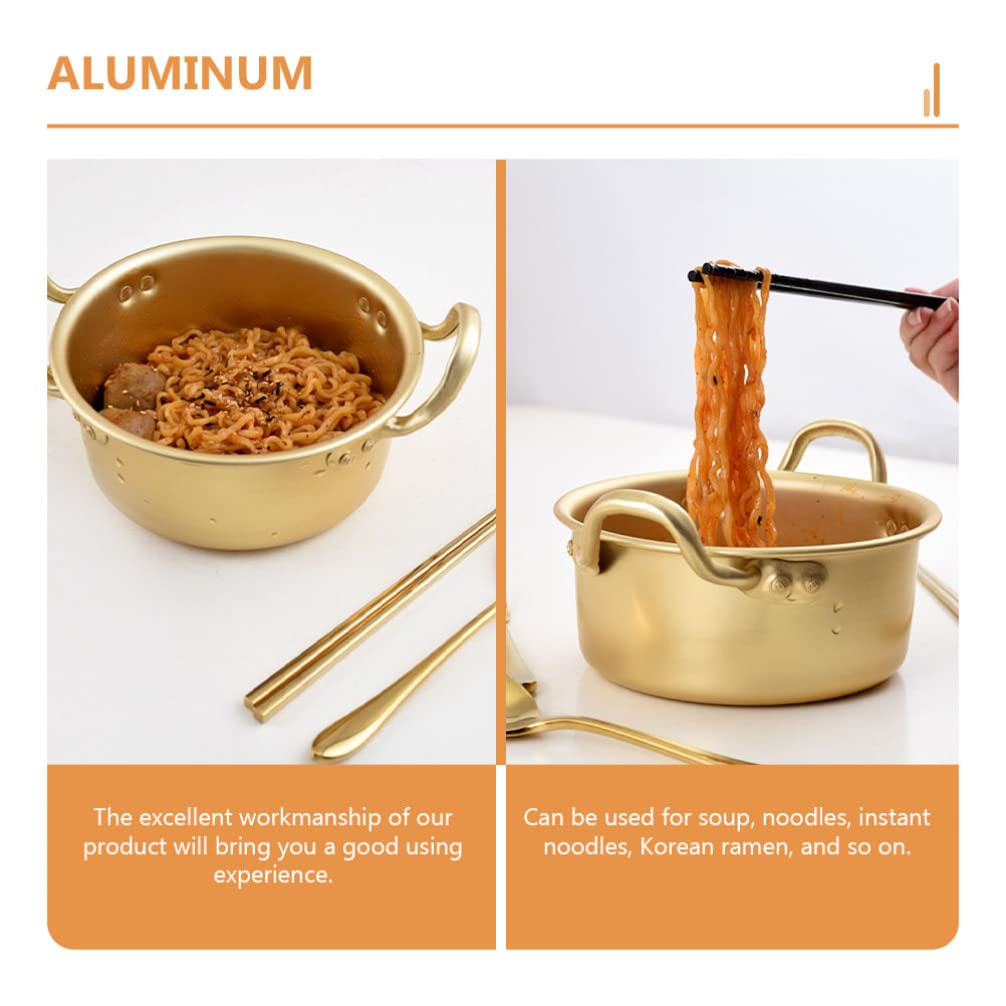 **CALLARON Korean Instant Noodle Pot - Nonstick Ramen Cooker, Soup Pot & Griddle Set - Golden Kitchen Accessories for Quick Meals, Perfect for Dorm, Office & Camping**