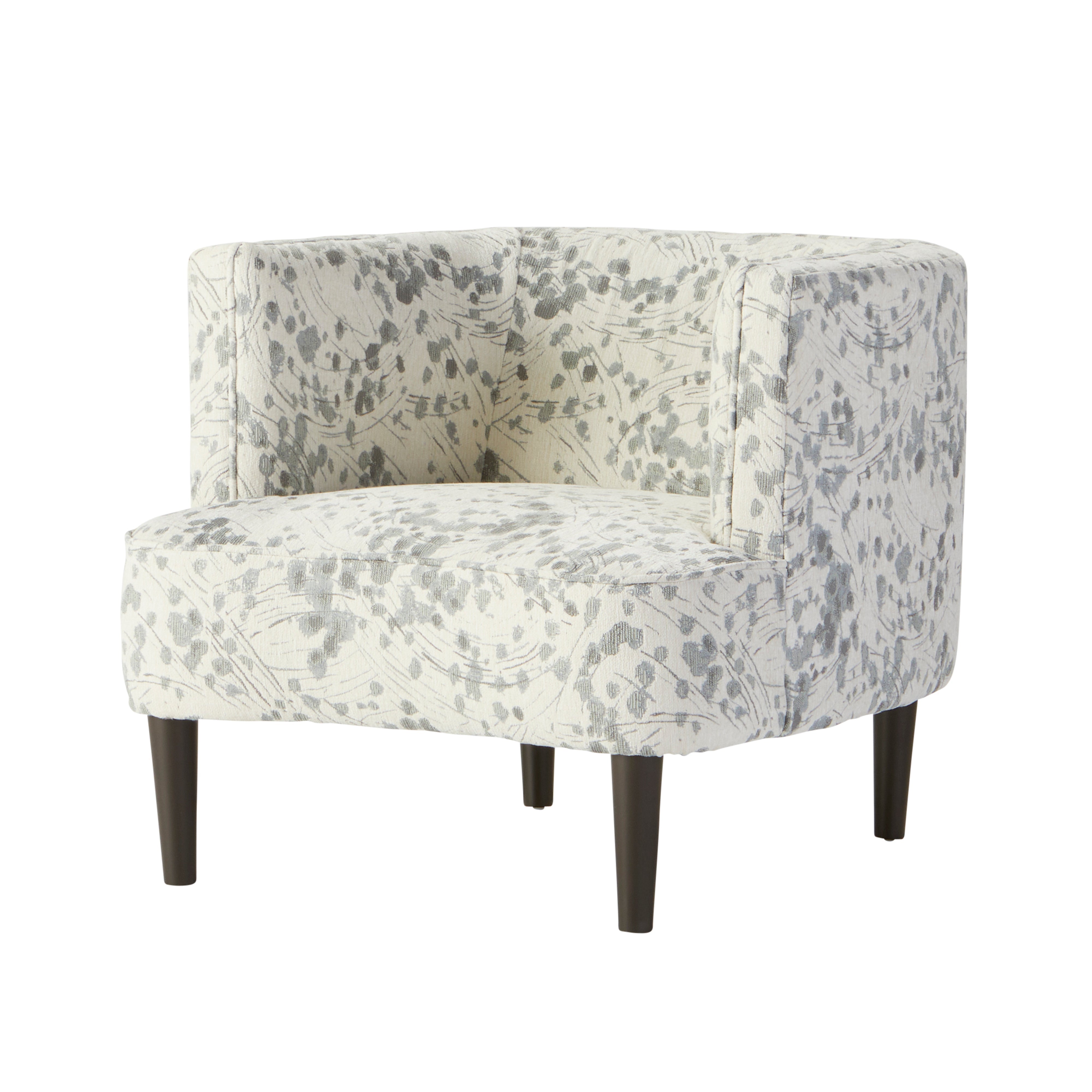Roundhill Furniture Isla Chenille Oversized Barrel Accent Chair with Arms - Angelou Rain - Plush Living Room Seating for Cozy Reading Nook & Modern Home Decor