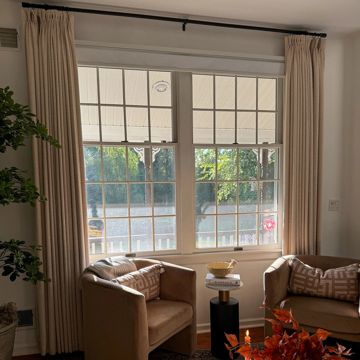 Pinch Pleated Blackout Curtains - 100% Linen Fabric for Modern Home Decor | Noise Reducing & Thermal Insulated Window Drapes for Bedroom & Living Room