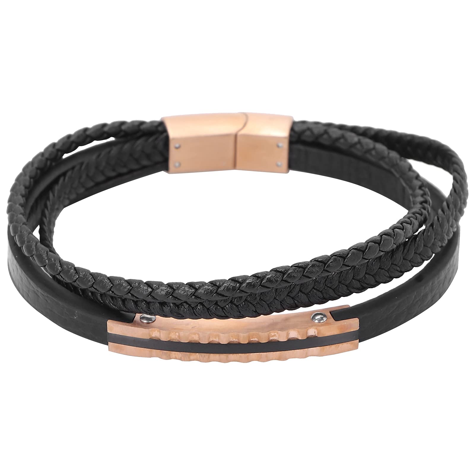 Magnetic Jewelry Bracelet for Men - Stainless Steel Braided Wristband with PU Leather & Magnetic Clasp - Adjustable 8.3 Inch (21cm) Fashion Bracelet - Perfect for Casual Wear, Gifts & Everyday Accessories