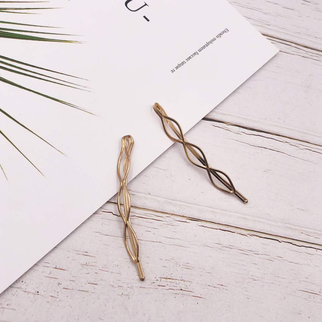 Geometric Hair Clips Set - 8pcs Minimalist Metal Hairpins, Barrettes & Bobby Pins for Women & Girls - Gold Hair Accessories for Wedding, Party & Everyday Styling