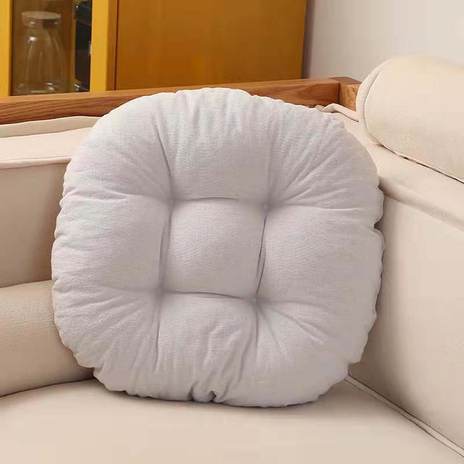 4-Piece Chair Cushion Set with Straps - Thick Round Cotton Seat Cushions for Dining Chairs, Home Office & Outdoor Use - Comfortable Support for Kitchen, Patio, and Workspace Seating