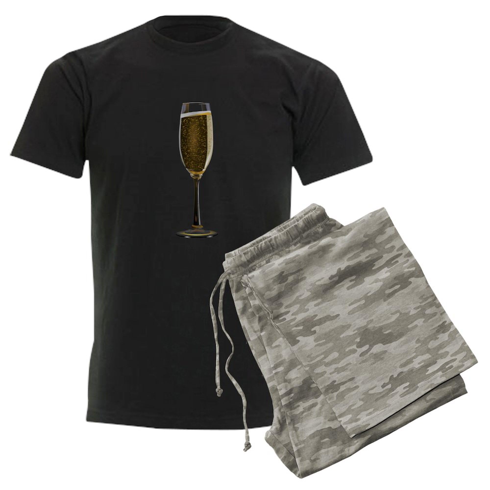 Champagne Glass Novelty Men's Pajama Set - Soft & Comfortable Sleepwear for Lounge & Gift Giving - Perfect for Birthday, Bachelor Party & Relaxing at Home
